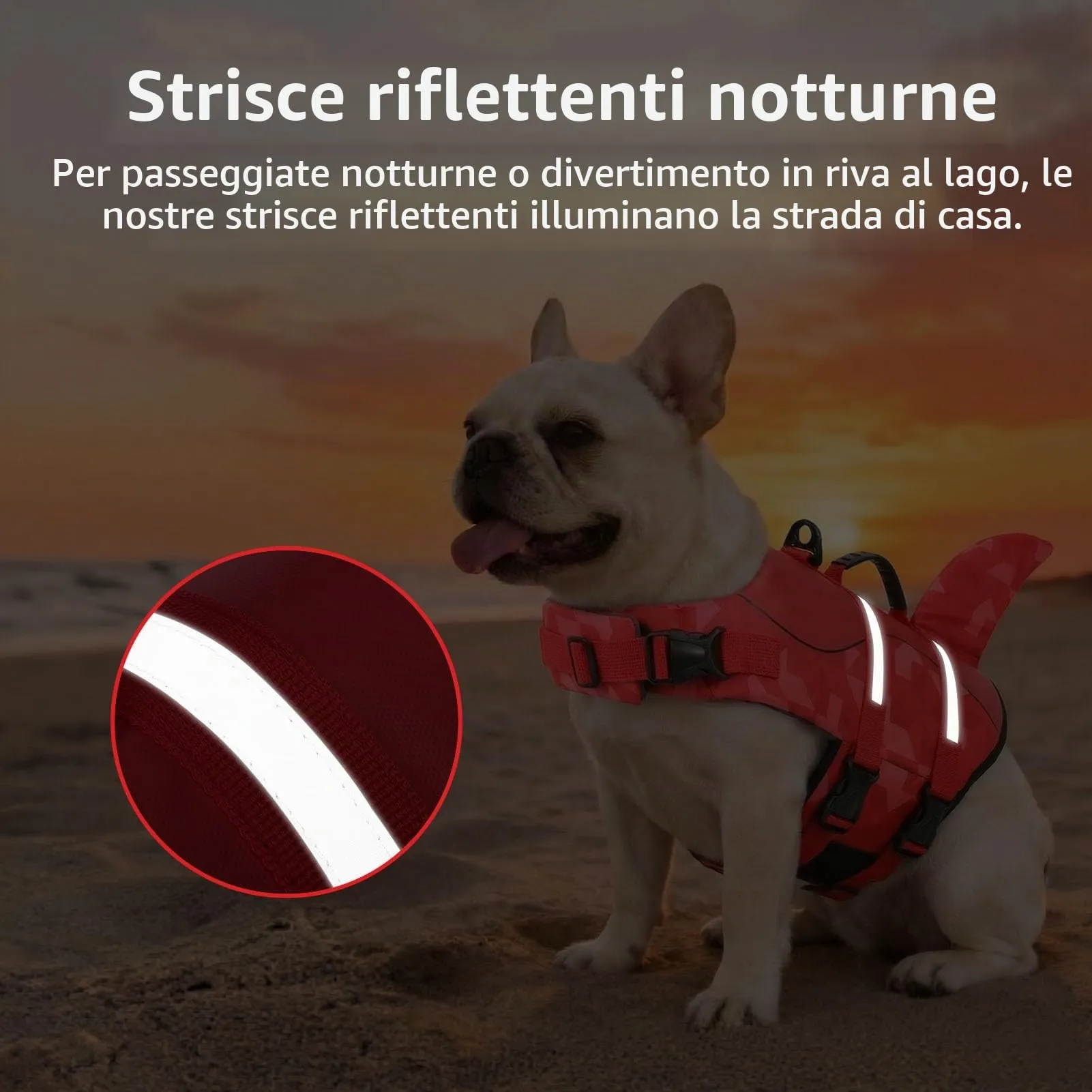 CITÉTOILE Giubbotto Salvagente per Cani Ripstop, Rosso, S - immagine 4