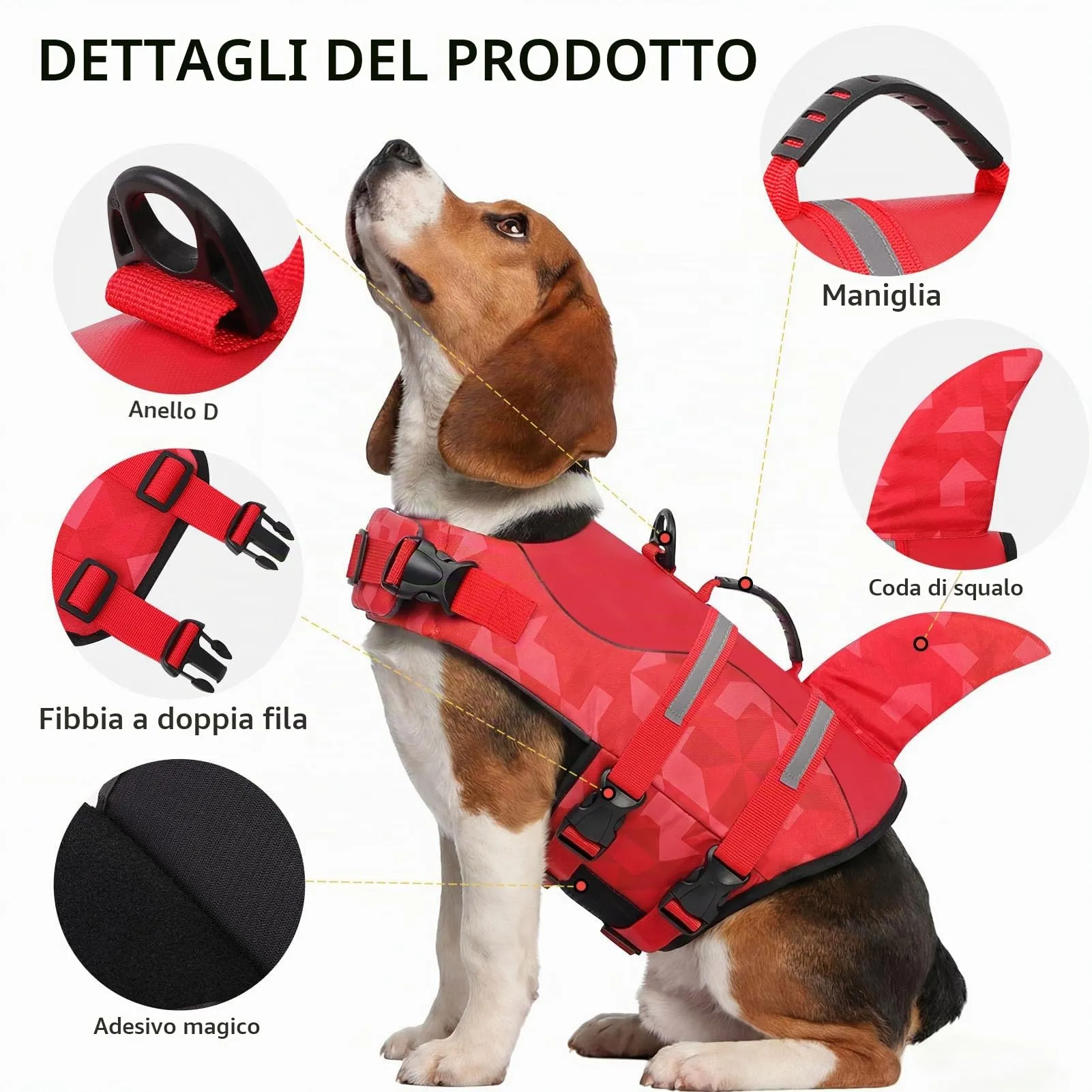 CITÉTOILE Giubbotto Salvagente per Cane, Ripstop Regolabile, Rosso, XS - immagine 2