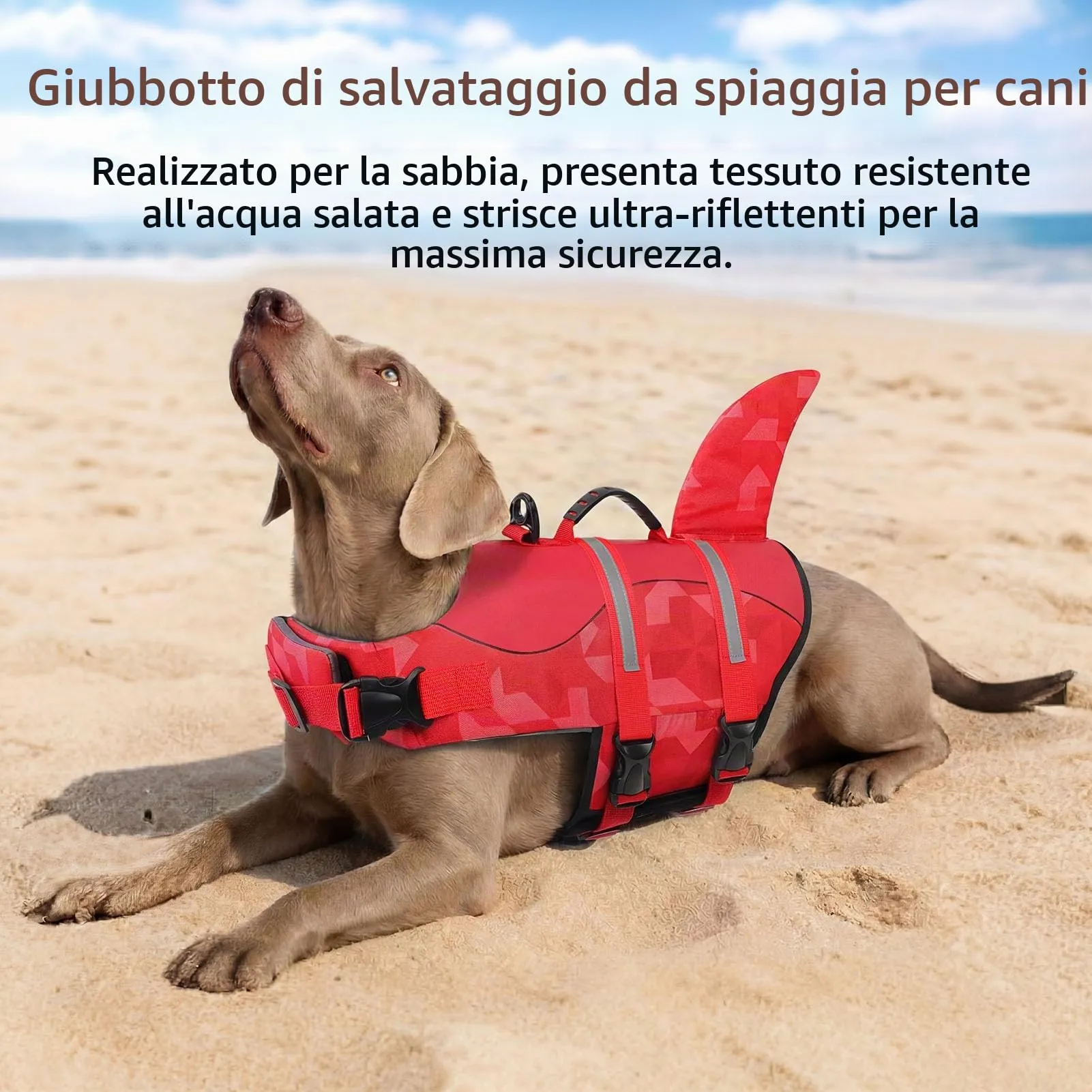 CITÉTOILE Giubbotto Salvagente per Cane, Ripstop Regolabile, Rosso, XS - immagine 5