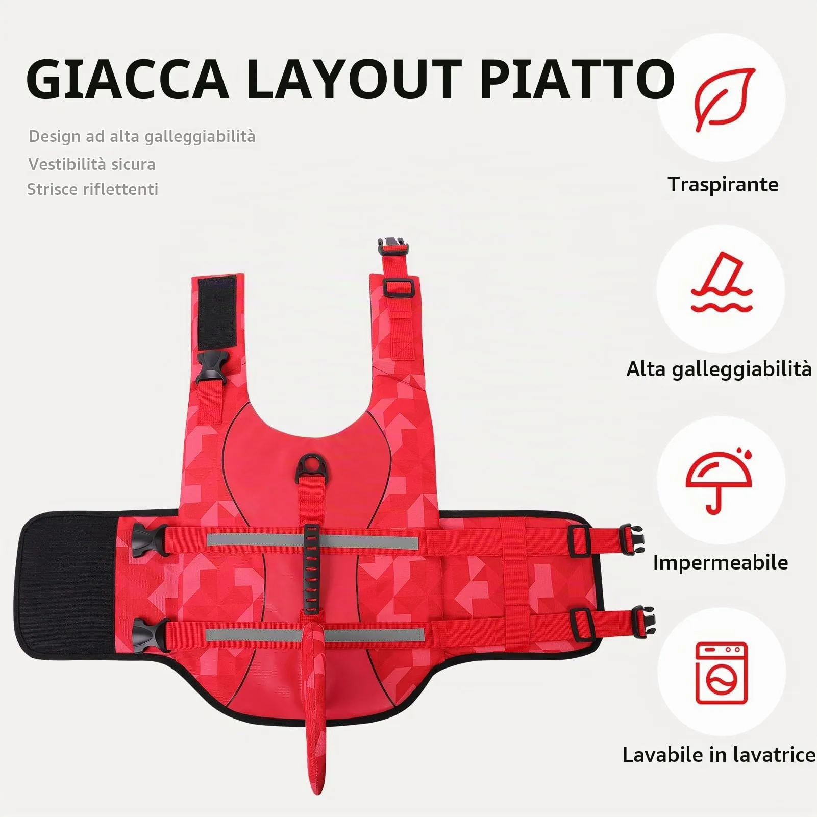 CITÉTOILE Giubbotto Salvagente per Cane, Ripstop Regolabile, Rosso, XS - immagine 7