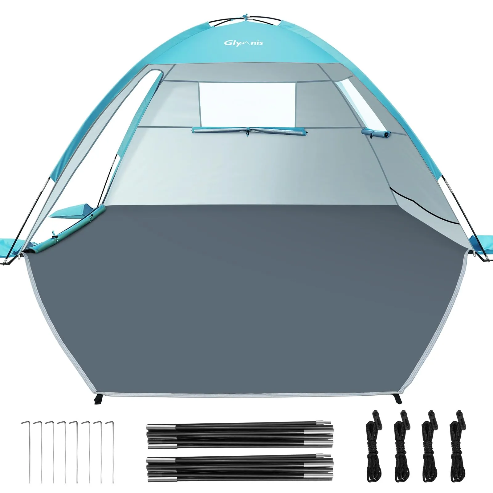 Glymnis Tenda da Spiaggia Portatile con Cerniera, UPF 50+, 2-4 Persone, BT-SD01 - immagine 1