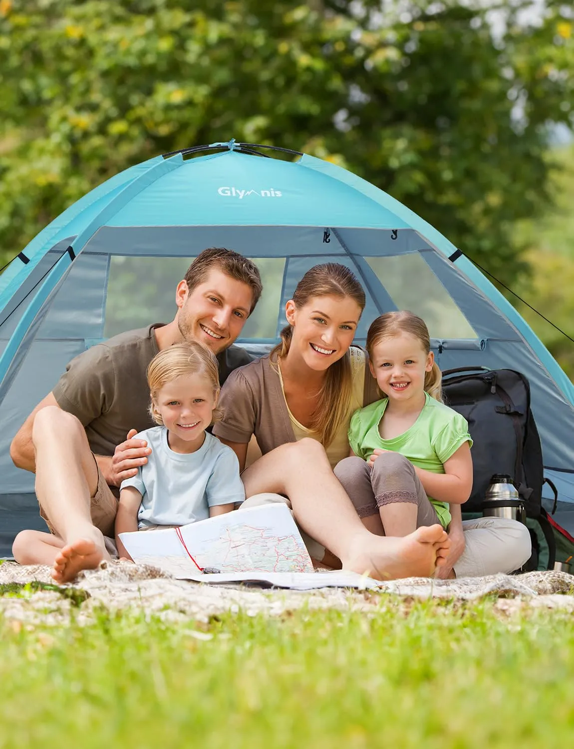 Glymnis Tenda da Spiaggia Portatile con Cerniera, UPF 50+, 2-4 Persone, BT-SD01 - immagine 9