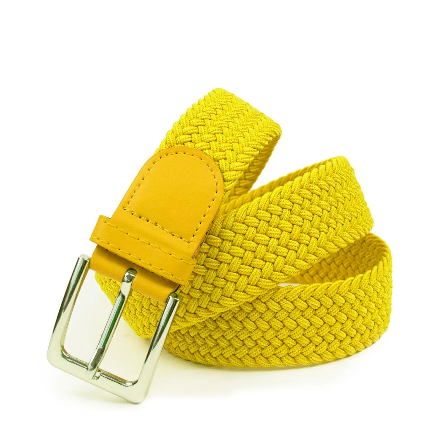 Glamexx24 Cintura Elastica Intrecciata Unisex Regolabile Senza Fori, 3,5 cm, Giallo Chiaro - immagine 3