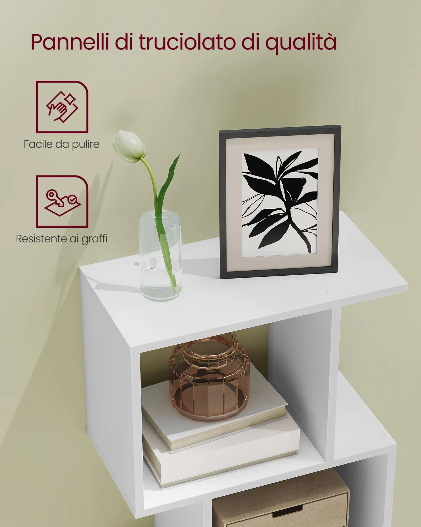 VASAGLE CUSTOS Libreria a 6 Ripiani, 24 x 40 x 191 cm, Bianco Opaco LBC461W01 - immagine 7