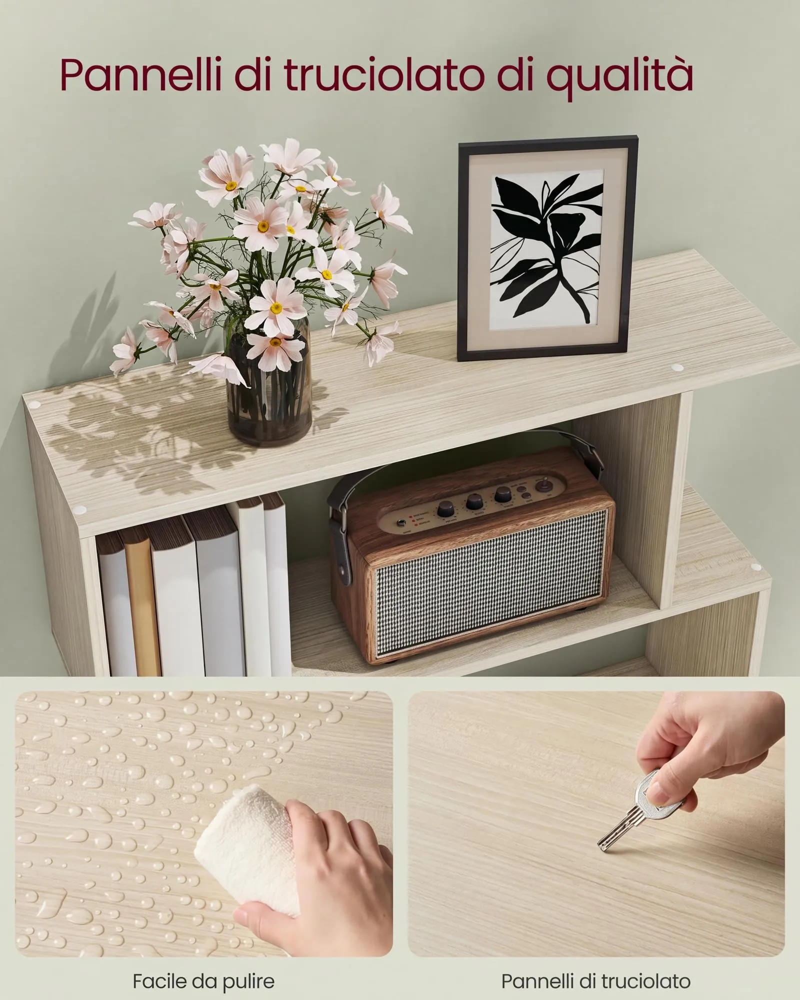 VASAGLE CUSTOS Libreria a 6 Ripiani, 24 x 70 x 191,6 cm, Beige Naturale LBC061L01 - immagine 7