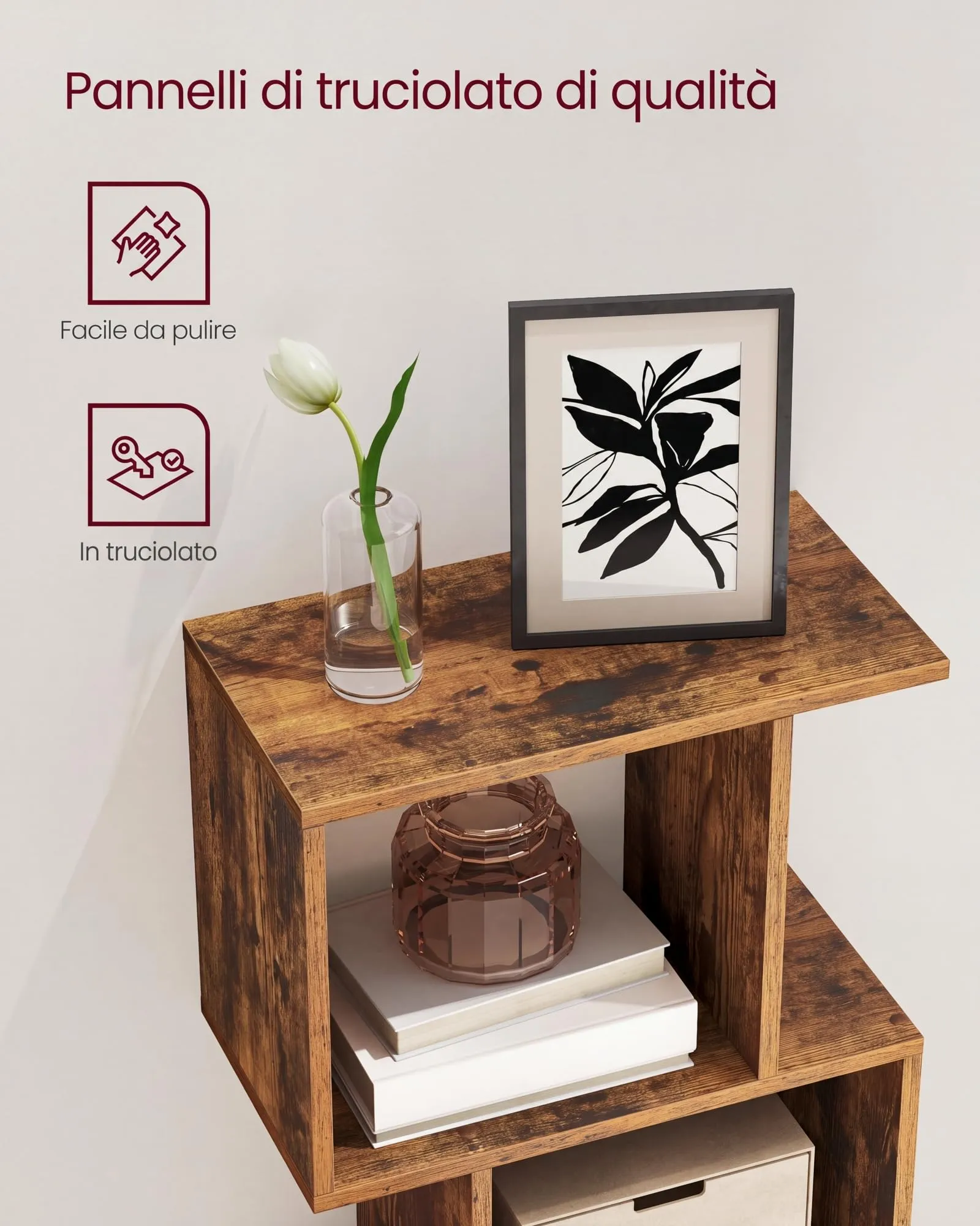 VASAGLE Custos Libreria a 5 Ripiani, 24 x 40 x 159 cm, Marrone Vintage LBC462K01 - immagine 7