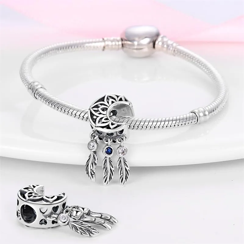 Pandach Bead Charm Ciondolo Argento Sterling 925 con Cubic Zirconia per Braccialetti e Collane Europei - immagine 3