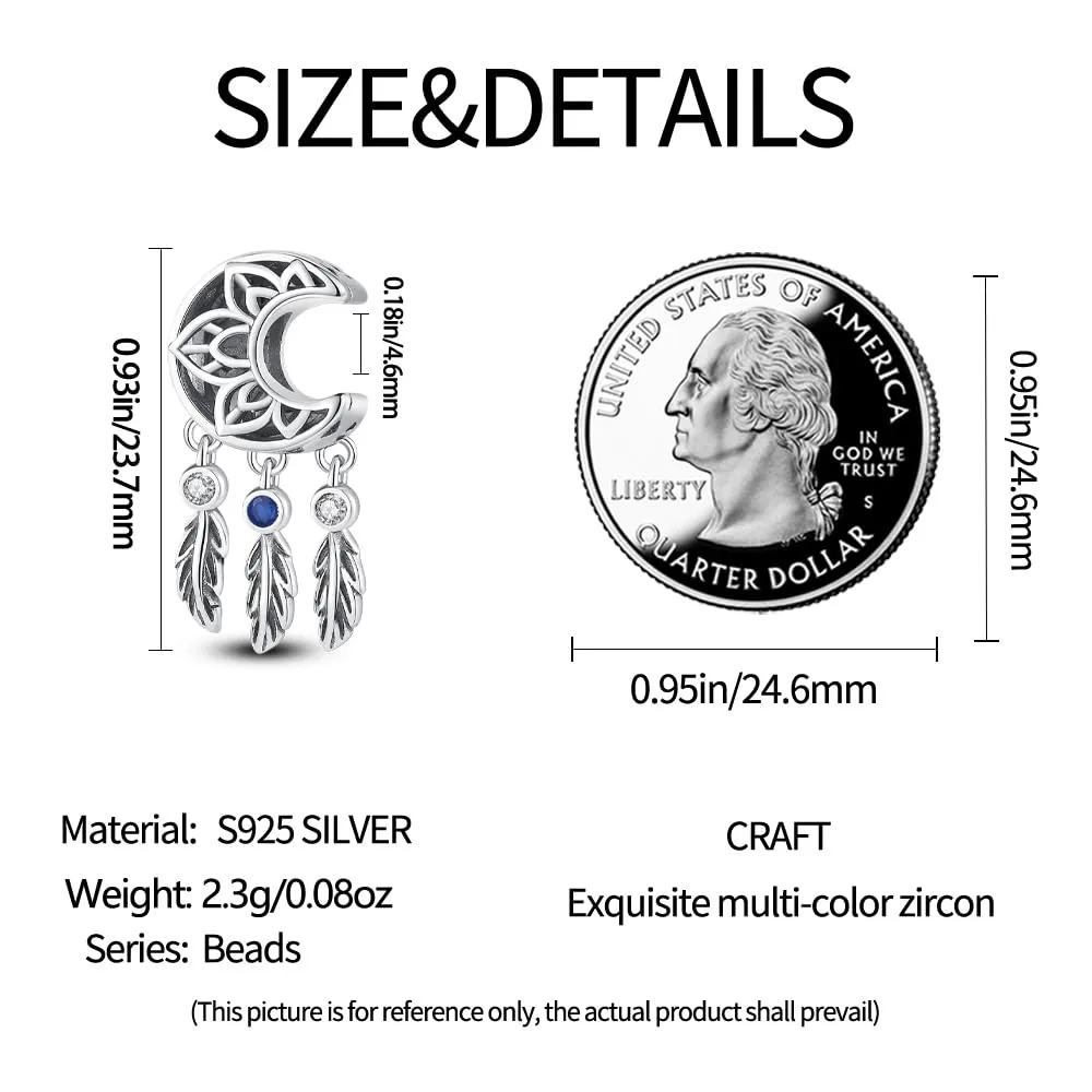 Pandach Bead Charm Ciondolo Argento Sterling 925 con Cubic Zirconia per Braccialetti e Collane Europei - immagine 5
