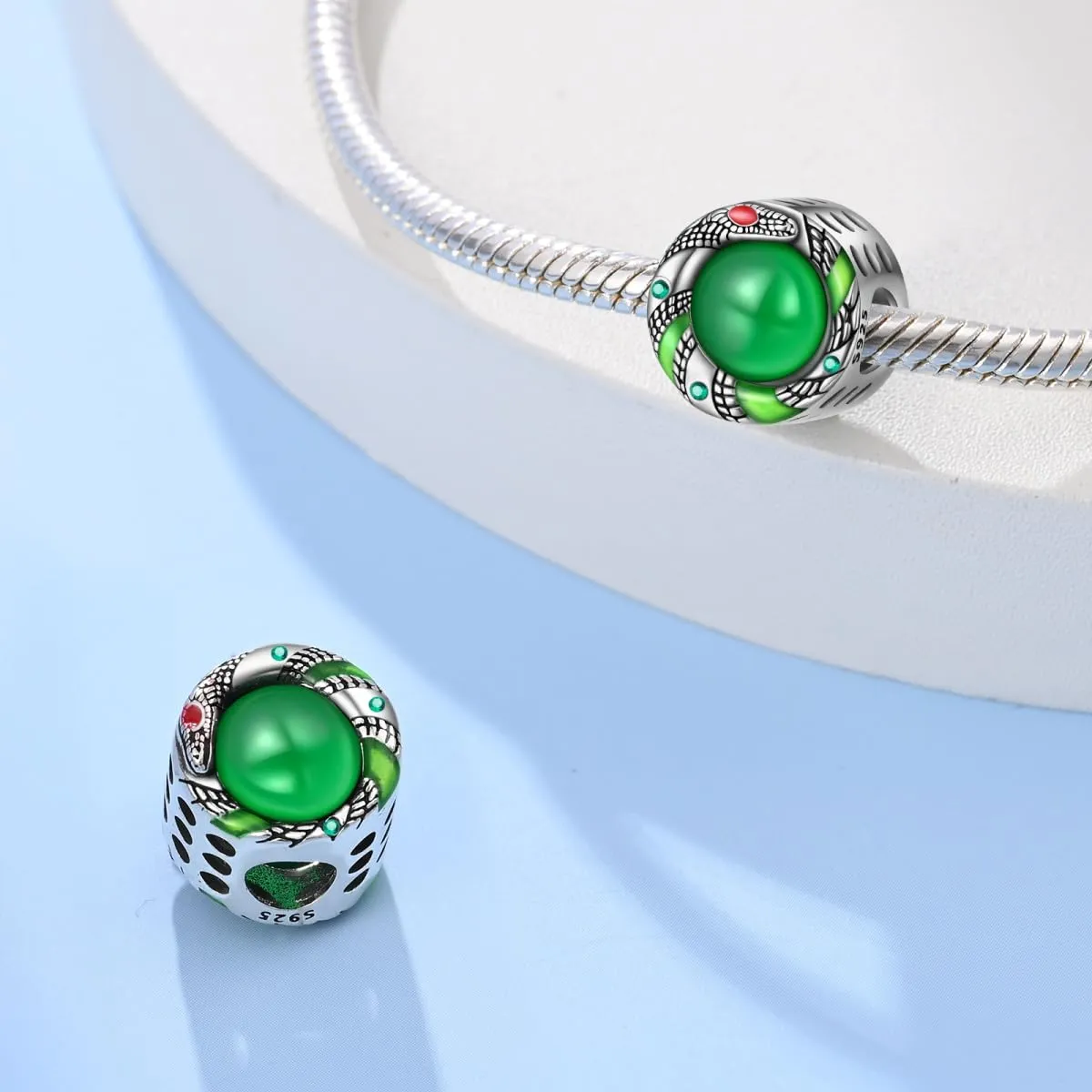 Pandach Bead Charm in Argento Sterling 925 con Cubic Zirconia, compatibile con Braccialetti e Collane Pandora e europei - immagine 2