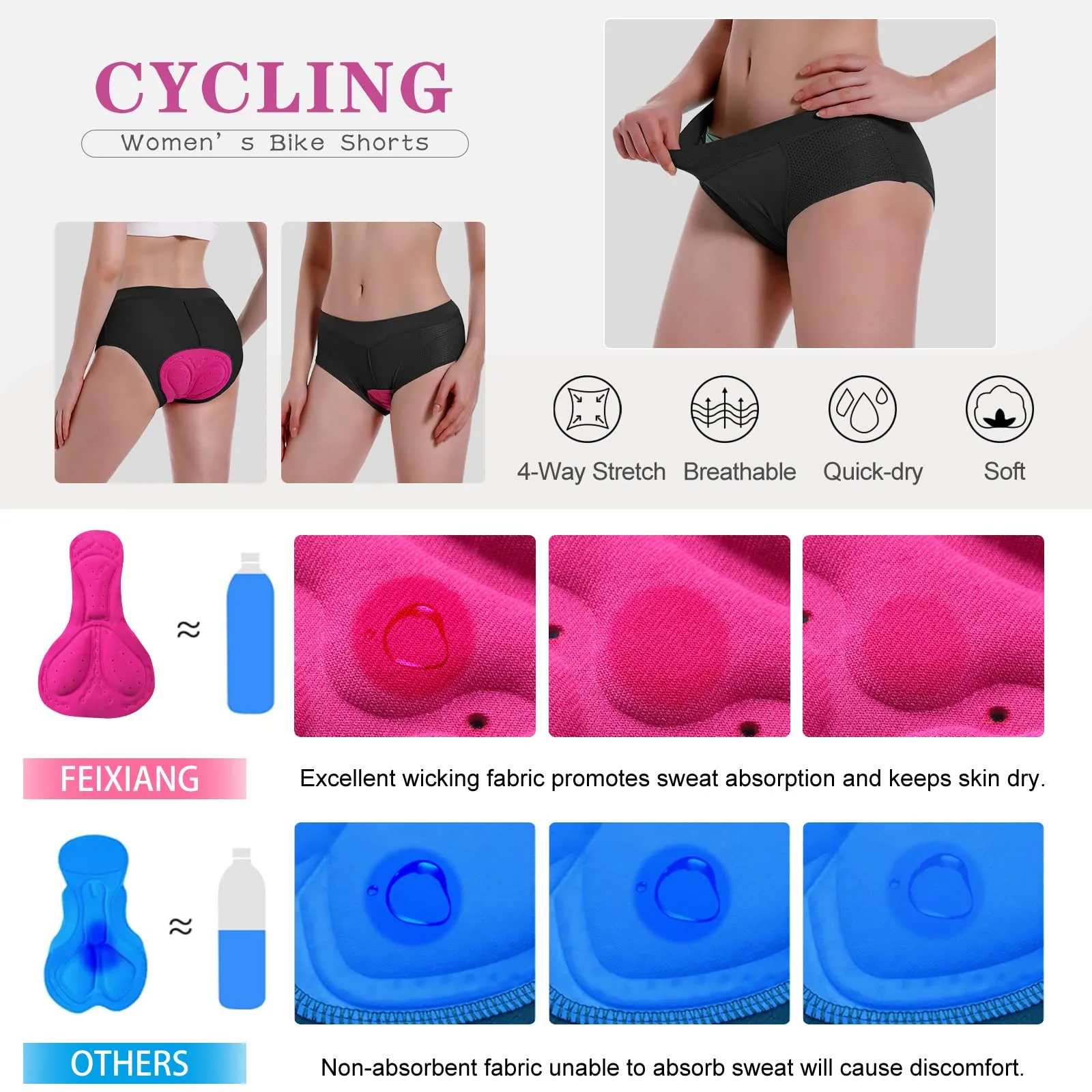 MEETWEE Pantaloncini da Ciclismo da Donna con Imbottitura 4D Gel Traspirante - immagine 5