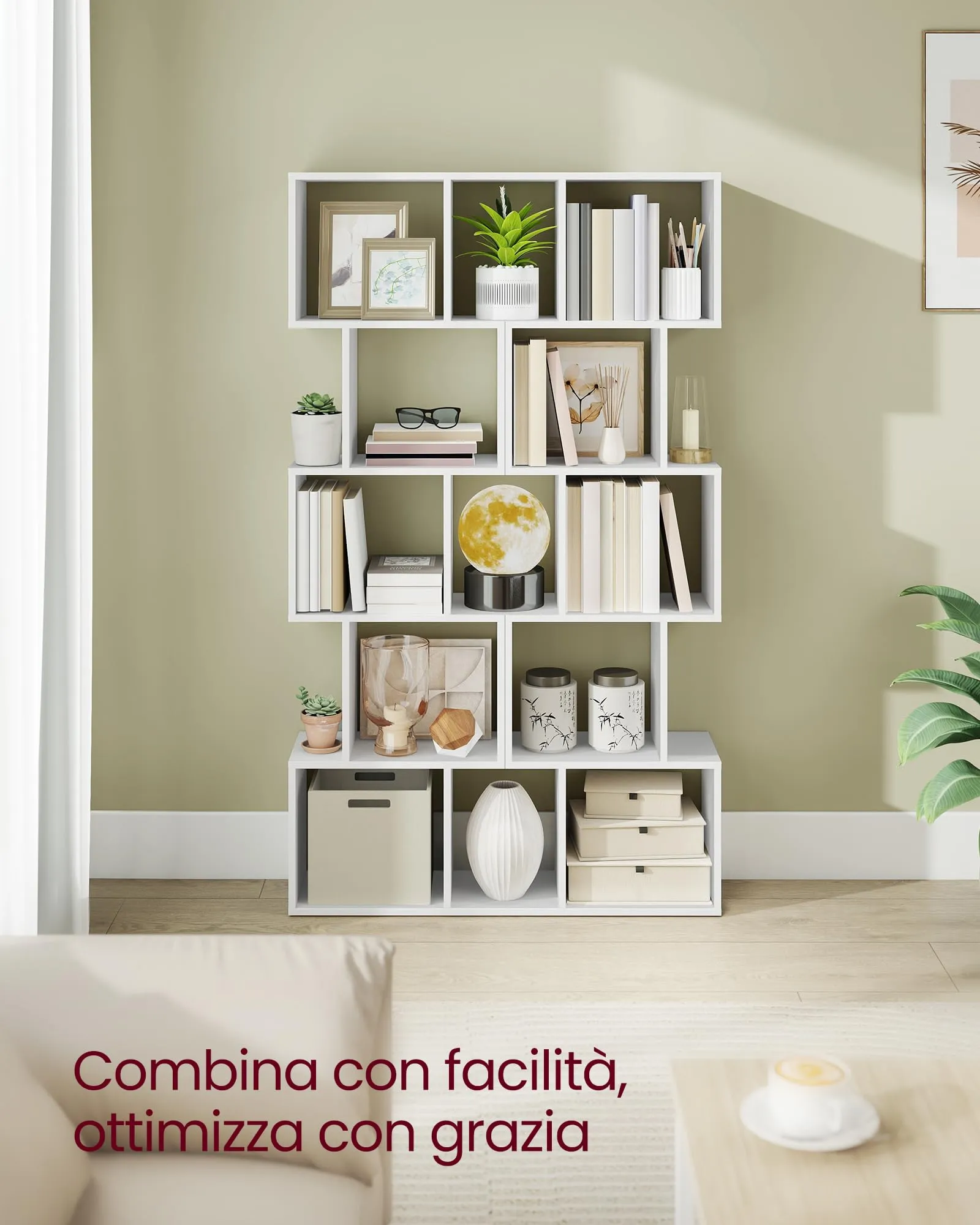 VASAGLE CUSTOS Scaffale a 5 Ripiani, Libreria 24 x 40 x 159 cm, Bianco Opaco LBC462W01 - immagine 4