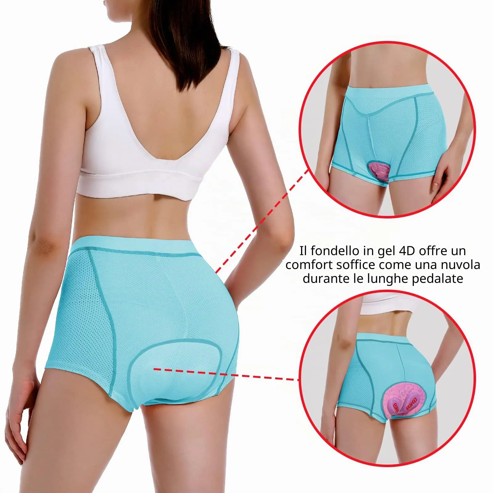 MEETWEE Pantaloncini da Ciclismo da Donna, 4D Gel Imbottiti, Traspiranti e Antiscivolo per MTB e Bici da Strada - immagine 3