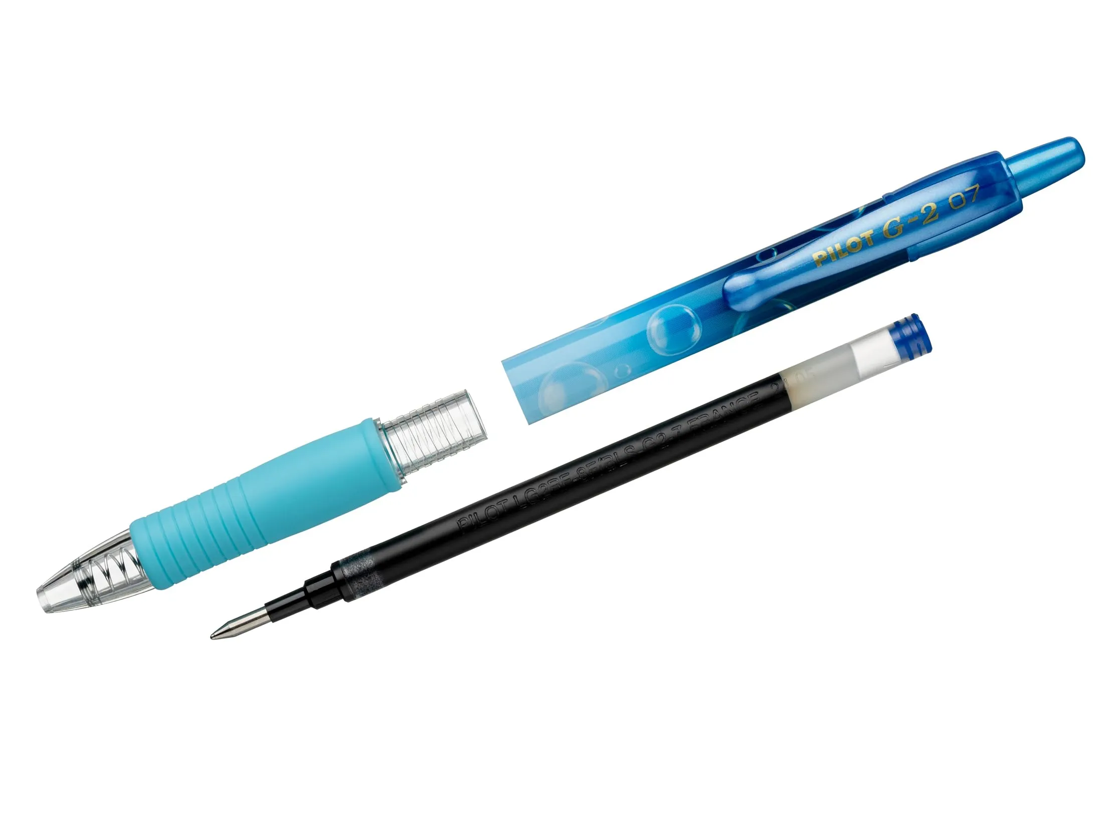 Pilot G2 Bubble, Set di 4 Penne Roller in Gel Retrattili e 4 Ricariche, Punta Media, Inchiostro Blu, Viola, Verde, Turchese, Bordeaux - immagine 5