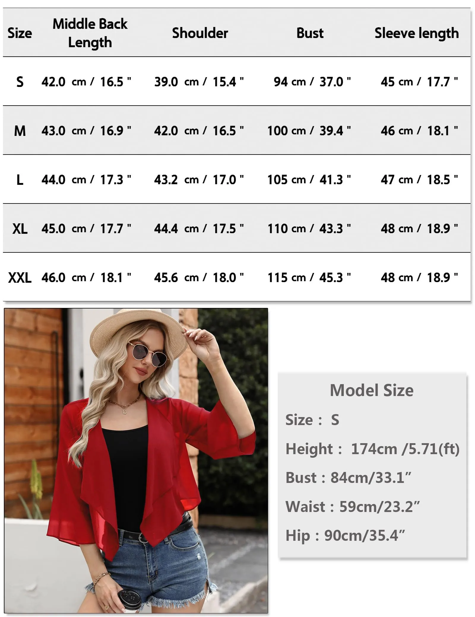 Aottori Coprispalle Donna in Chiffon per Cerimonia, Rosso, M - immagine 6