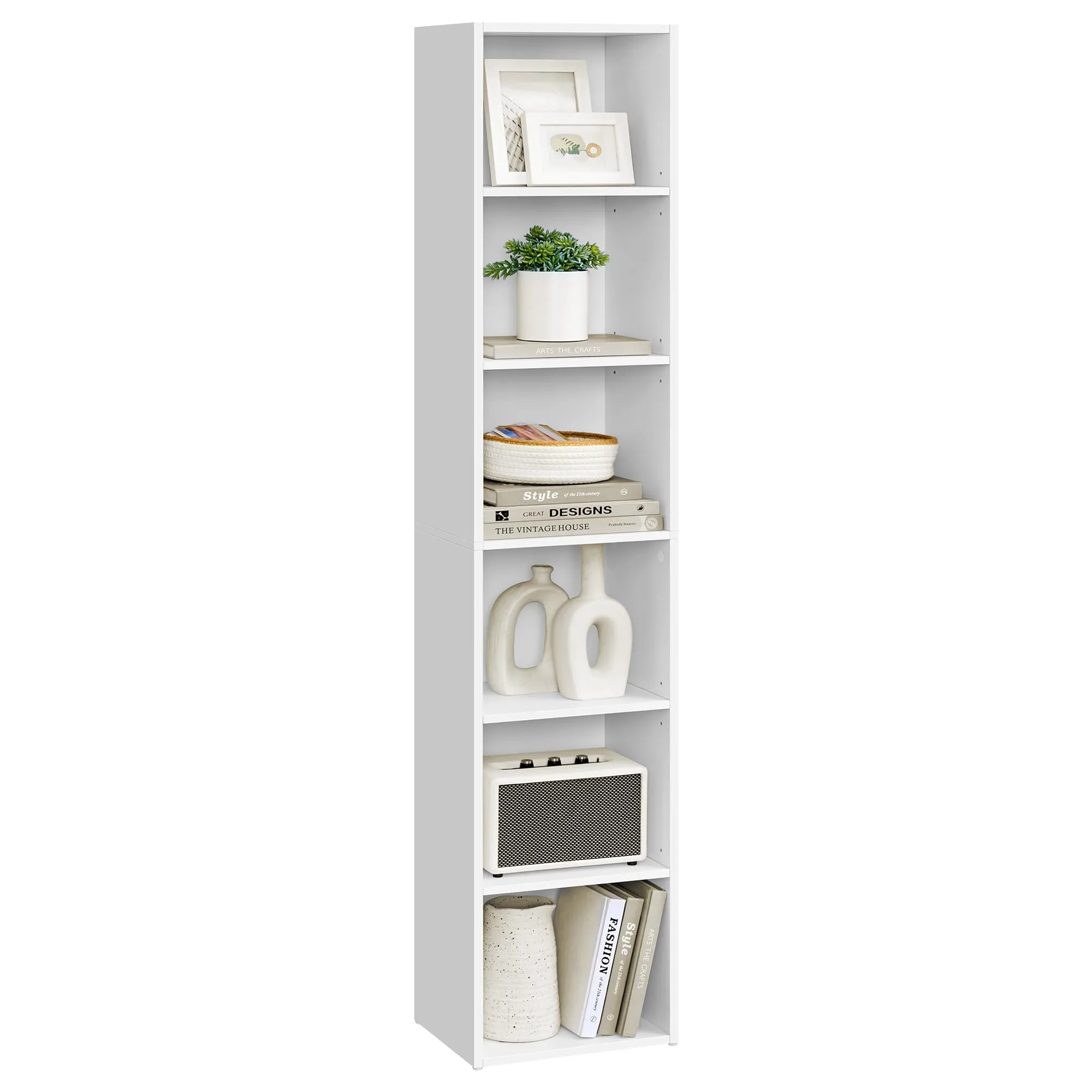 VASAGLE Custos Libreria a 6 Ripiani, 24 x 30,2 x 160,7 cm, Bianco Nuvola LBC411W01 - immagine 1