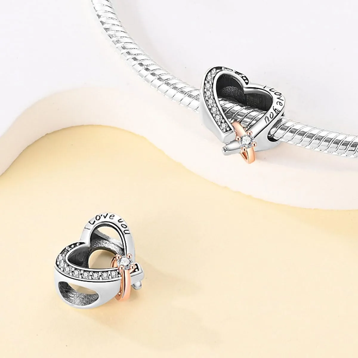 Pandach Bead Charm Ciondolo Argento Sterling 925 con Cubic Zirconia per Braccialetti e Collane Europei - immagine 2
