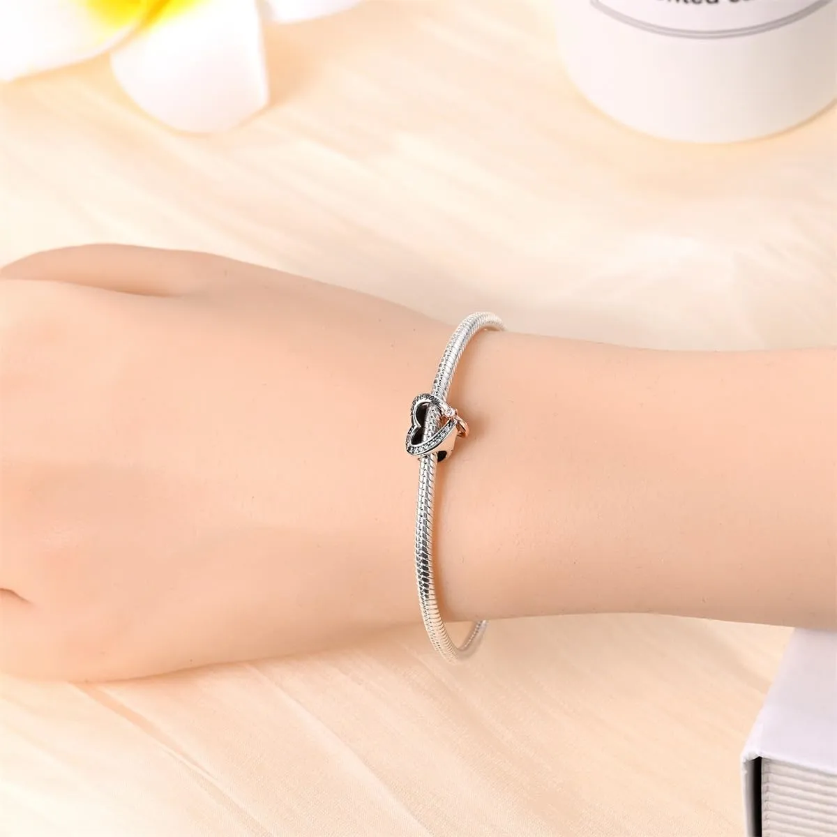 Pandach Bead Charm Ciondolo Argento Sterling 925 con Cubic Zirconia per Braccialetti e Collane Europei - immagine 4