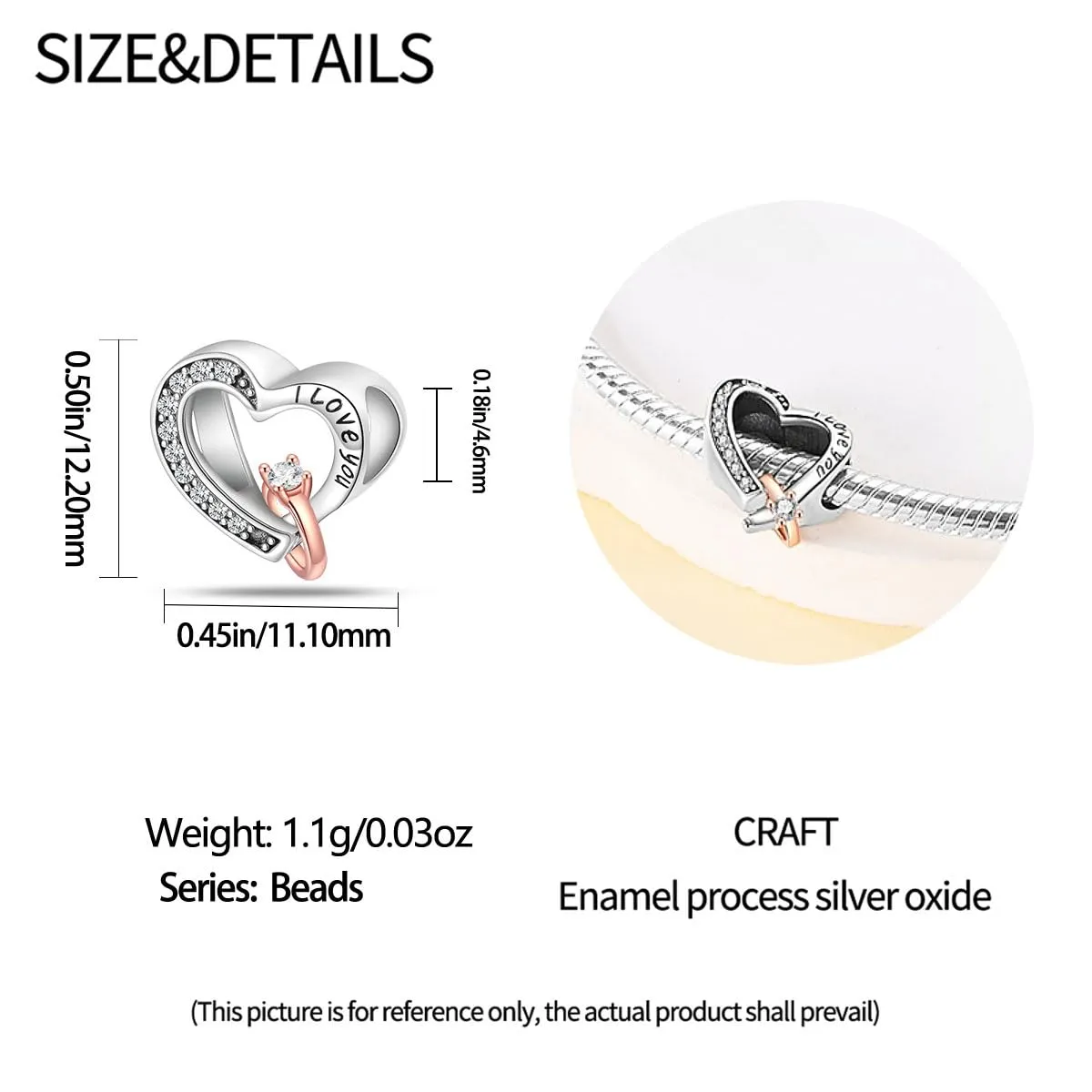 Pandach Bead Charm Ciondolo Argento Sterling 925 con Cubic Zirconia per Braccialetti e Collane Europei - immagine 5