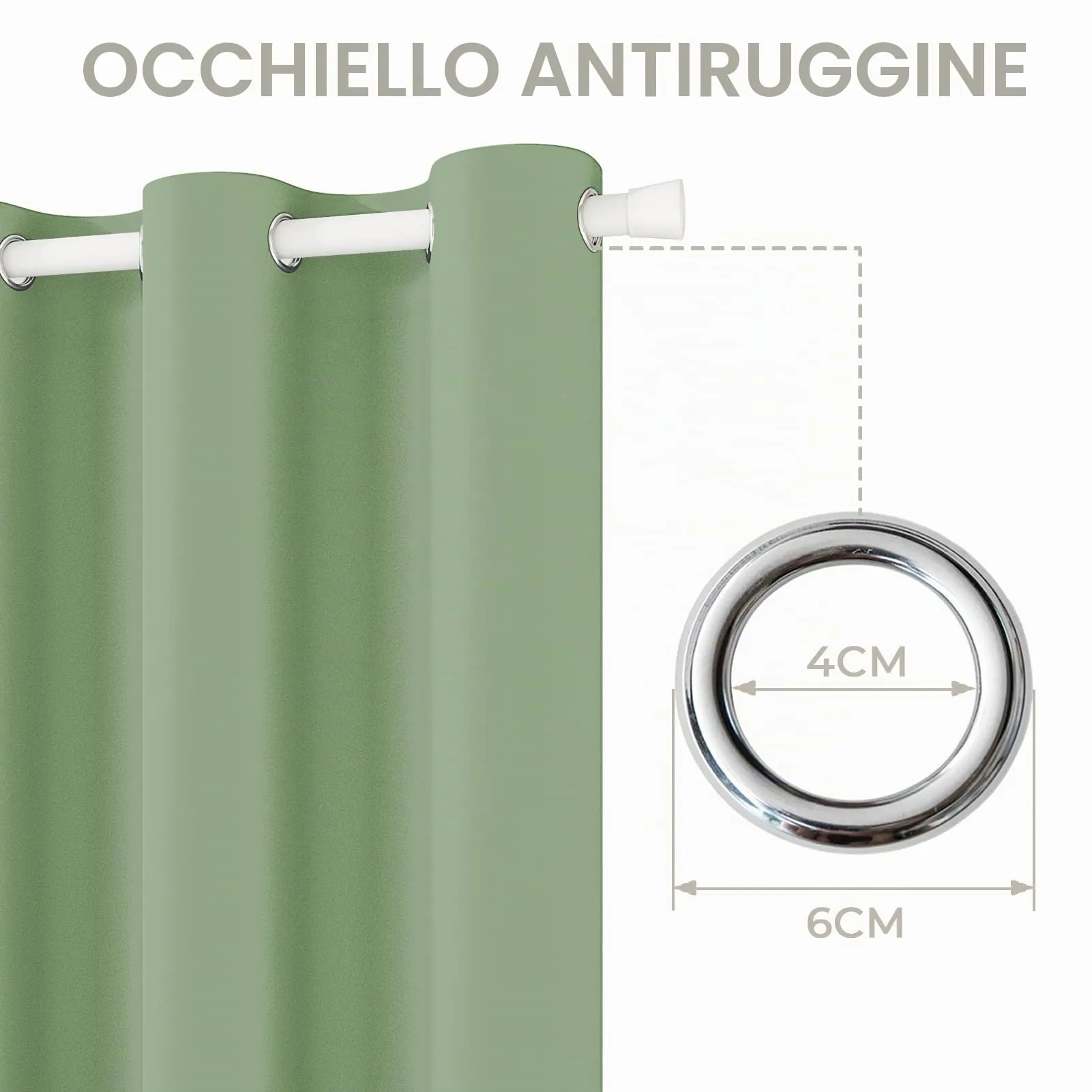JCyh Tenda per Porta Interna Oscurante con Bastone, 132x210cm, Verde Salvia - immagine 6