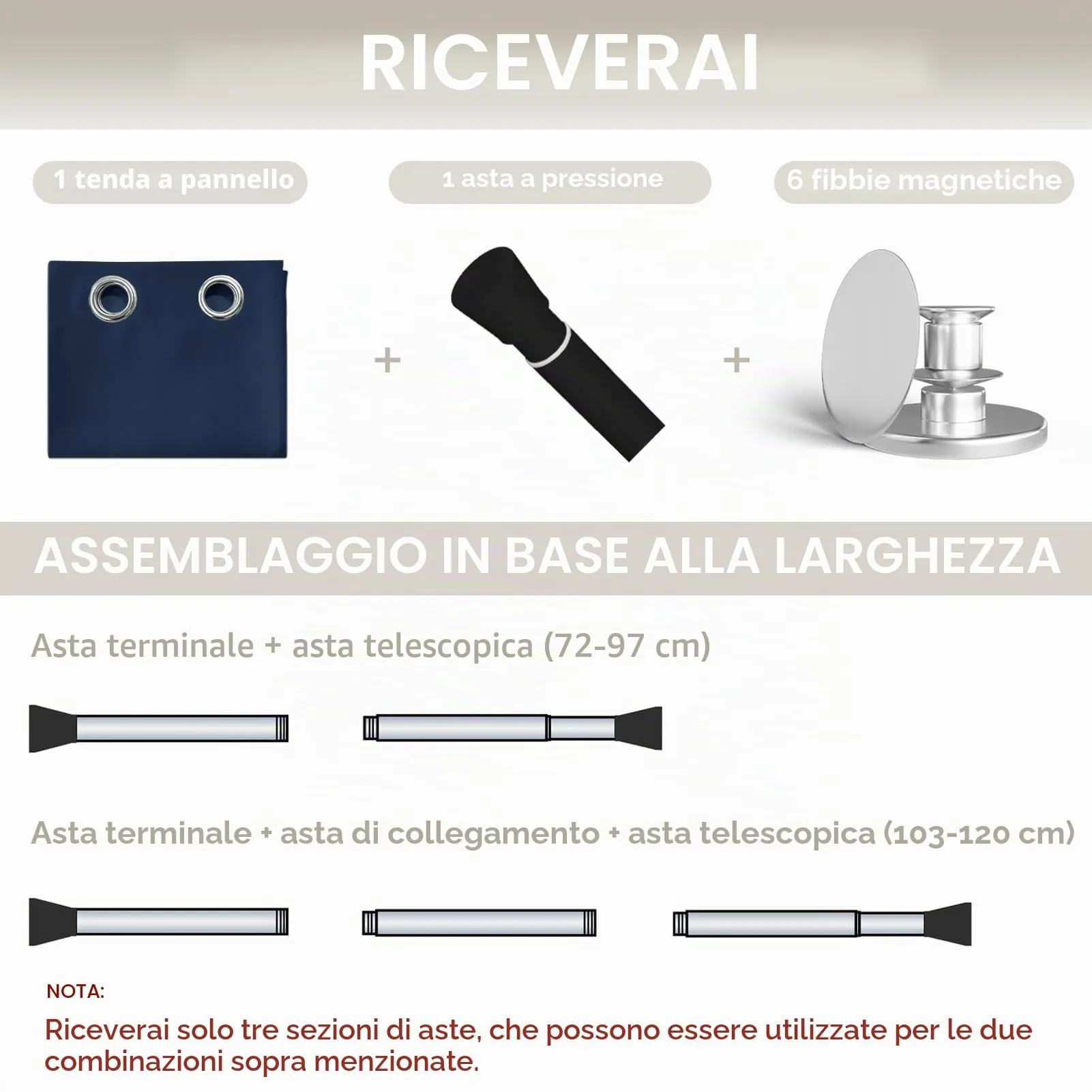 JCyh Tenda Termica per Porta con Chiusura Magnetica e Bastone, 132x200cm, Blu Scuro - immagine 2