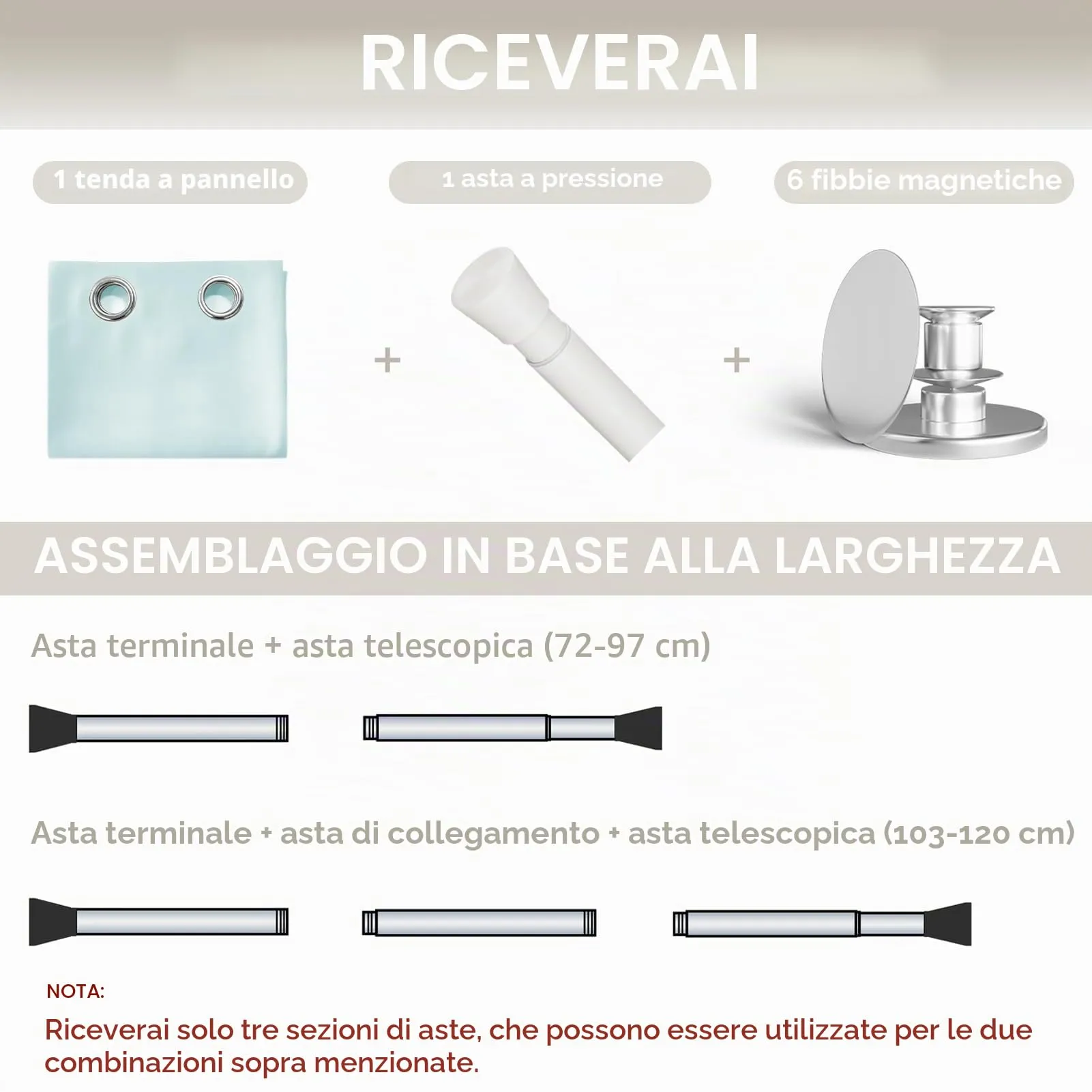 JCyh Tenda per Porta Interna Oscurante con Bastone, 132x195cm, Azzurro Chiaro - immagine 2