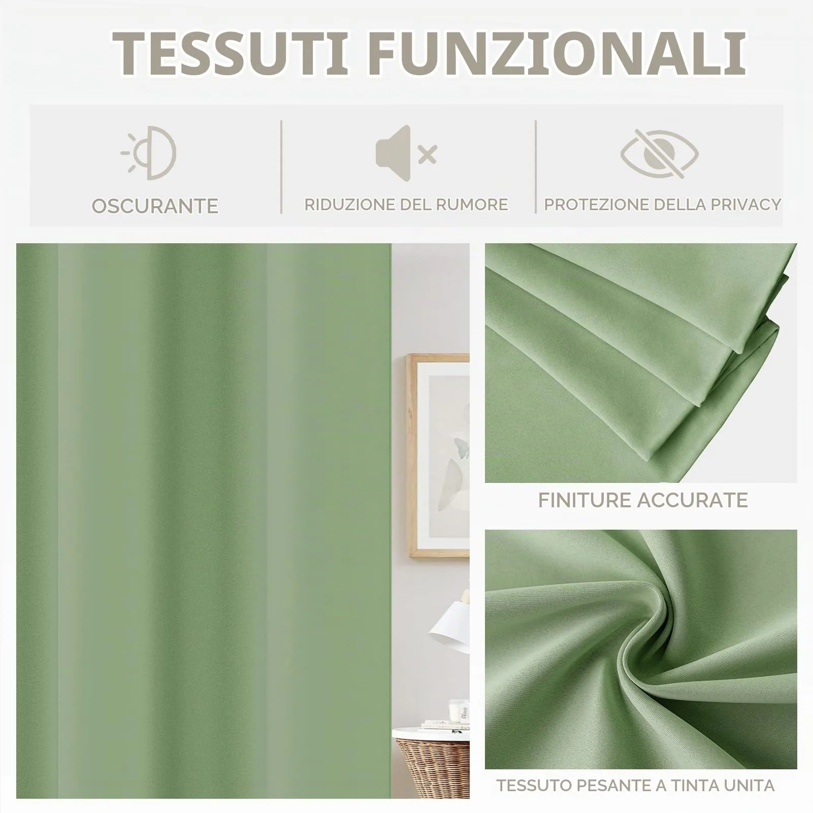 JCyh Tenda Porta Termica con Bastone e Chiusura Magnetica, 132x200cm, Verde Salvia - immagine 4