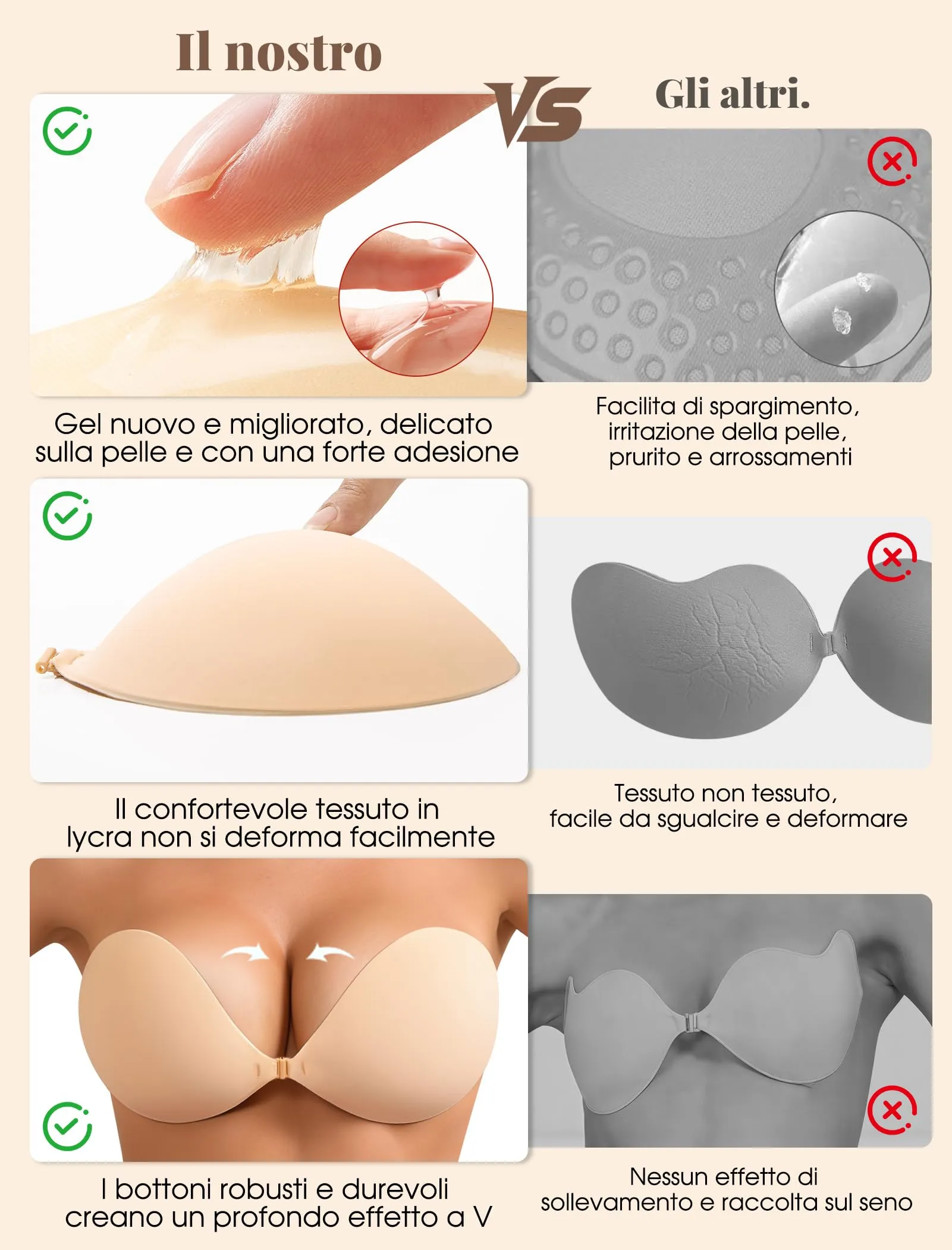 Lnmyic Reggiseno Invisibile Adesivo Push Up Schiena Scoperta Riutilizzabile - immagine 2