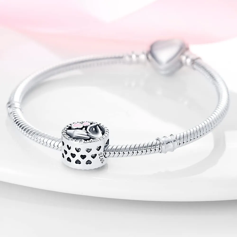 TINSLO Bead Charm Ciondolo Argento Sterling 925 con Cubic Zirconia per Pandora Braccialetti e Collane Europee - immagine 3