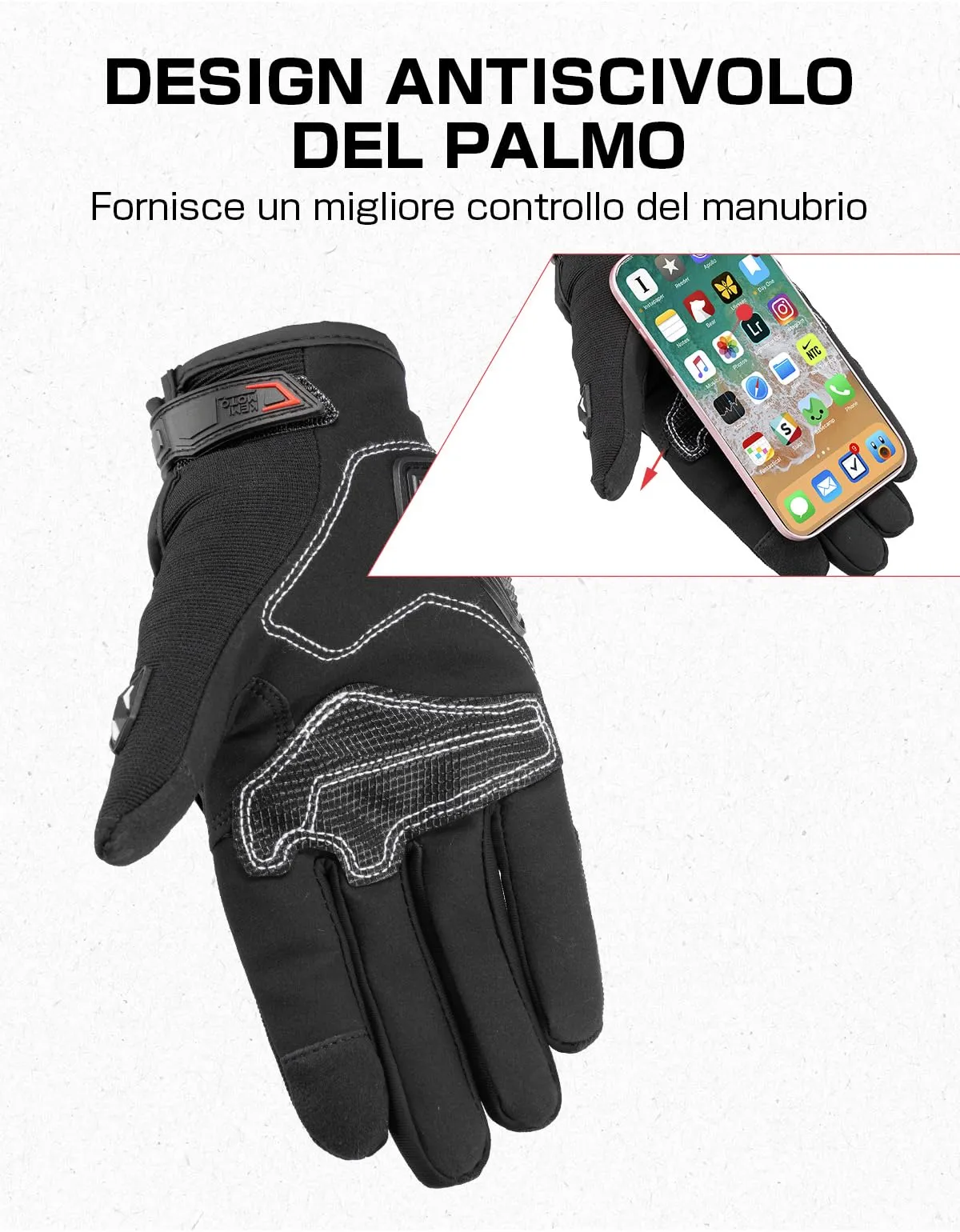 KEMIMOTO Guanti Moto Estivi Touchscreen con Paranocche Rigide, Nero, 3XL - immagine 2