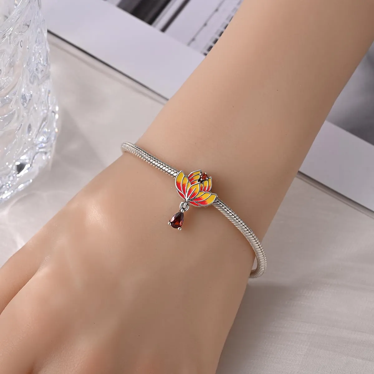 TINSLO Bead Charm Ciondolo Argento Sterling 925 con Cubic Zirconia per Braccialetti e Collane Europee - immagine 4