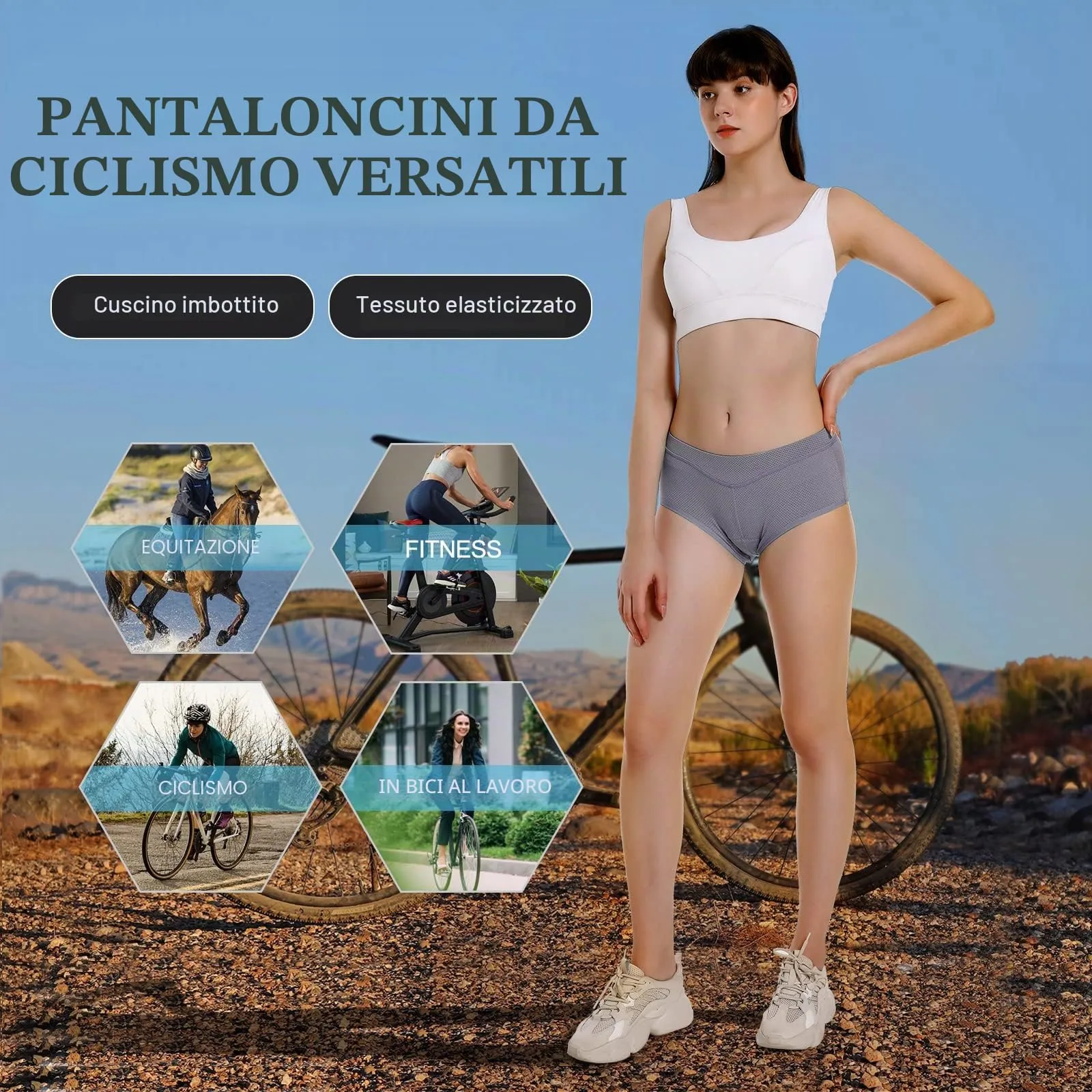 MEETWEE Pantaloncini da Ciclismo da Donna con Imbottitura 4D Gel Traspiranti - immagine 6