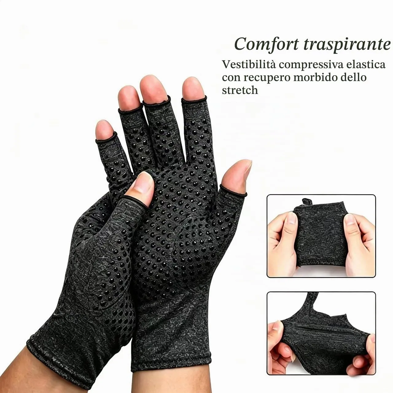 Worzwin Guanti a compressione in bambù per artrite, Grigio, 2 paia, L - immagine 3