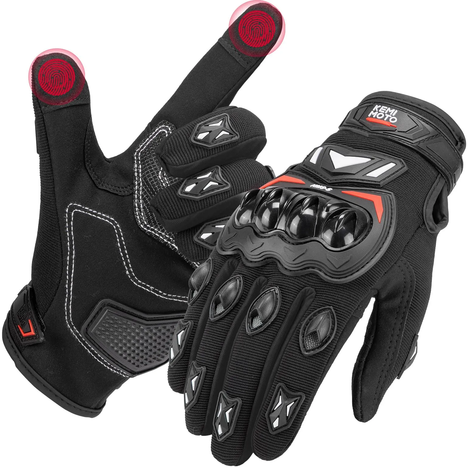 KEMIMOTO Guanti Moto Estivi Touchscreen con Paranocche Rigide, Nero, XXL - immagine 1