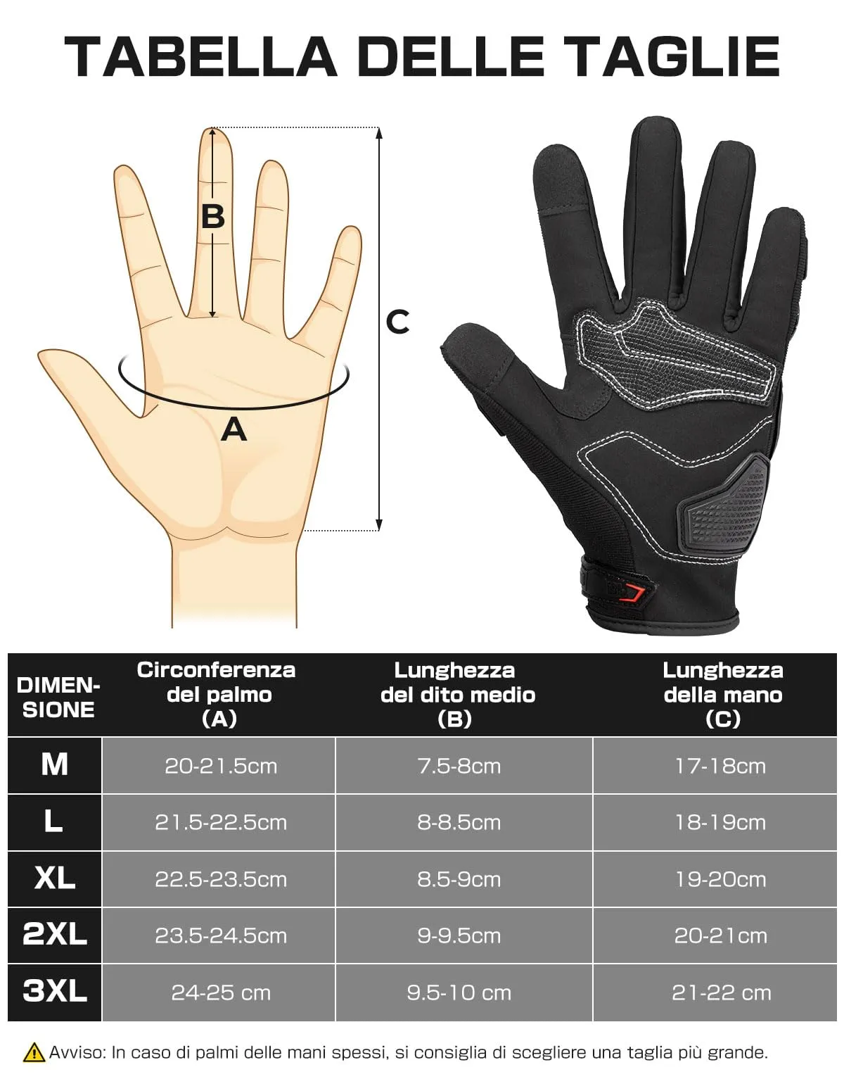 KEMIMOTO Guanti Moto Estivi Touchscreen con Paranocche Rigide, Nero, Taglia M - immagine 6