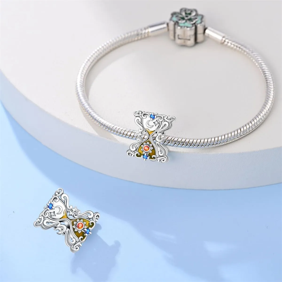 TINSLO Bead Charm Ciondolo Argento Sterling 925 con Cubic Zirconia per Braccialetti e Collane Europei - immagine 3