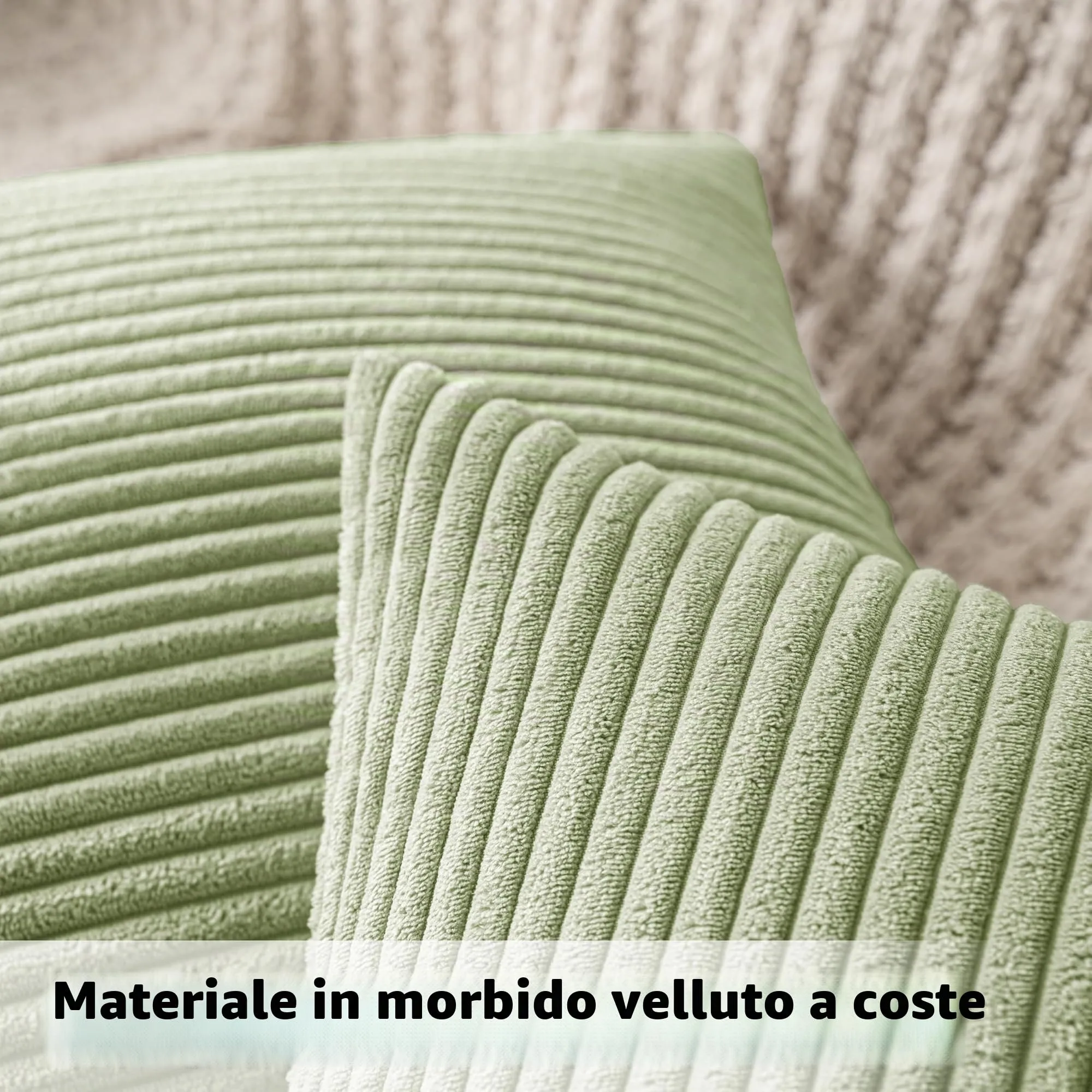 MIULEE Fodere Cuscini in Velluto a Coste, 40x80cm, Fagiolo Verde, Confezione da 2 - immagine 2