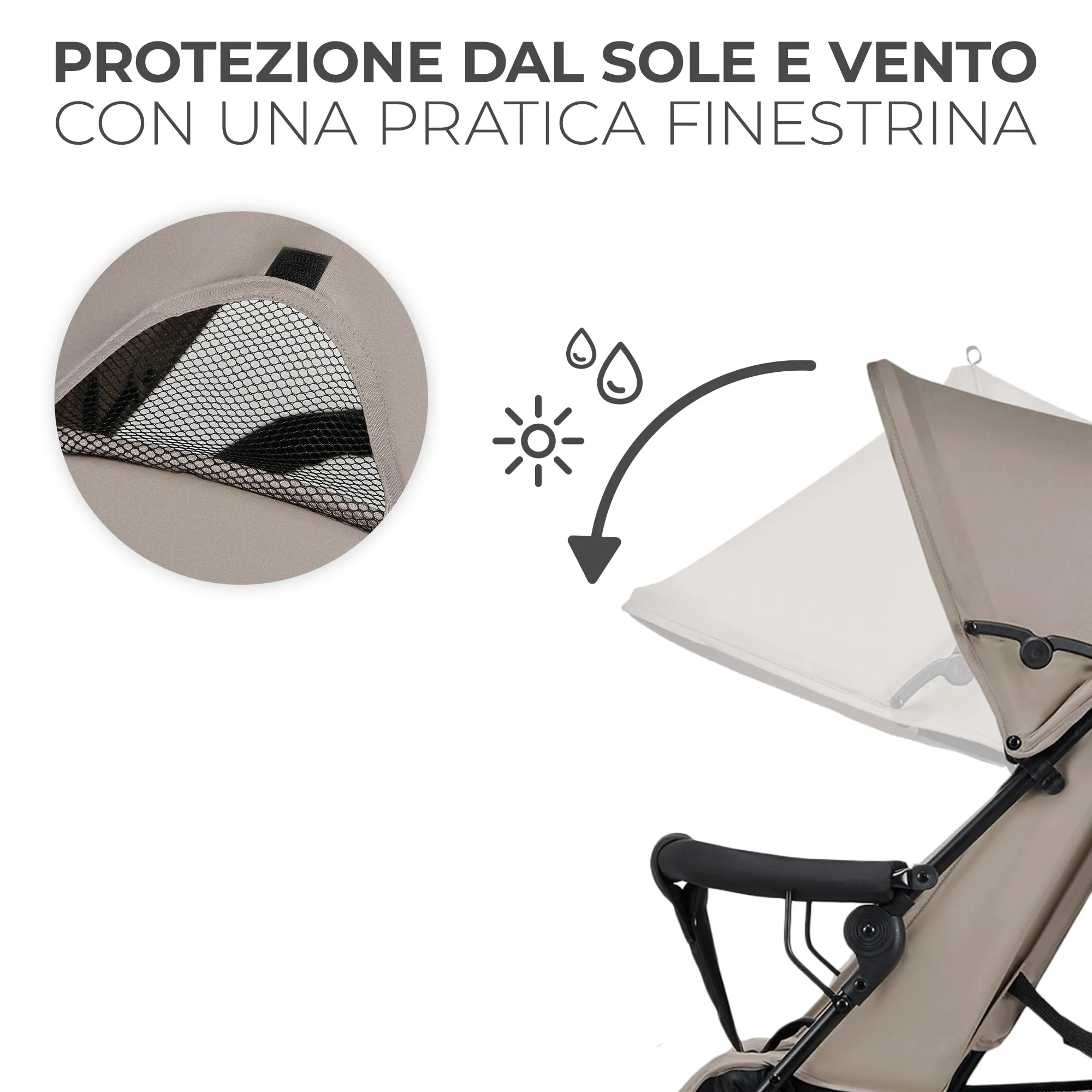 Kinderkraft TIK Passeggino Leggero da Viaggio, Beige - immagine 4