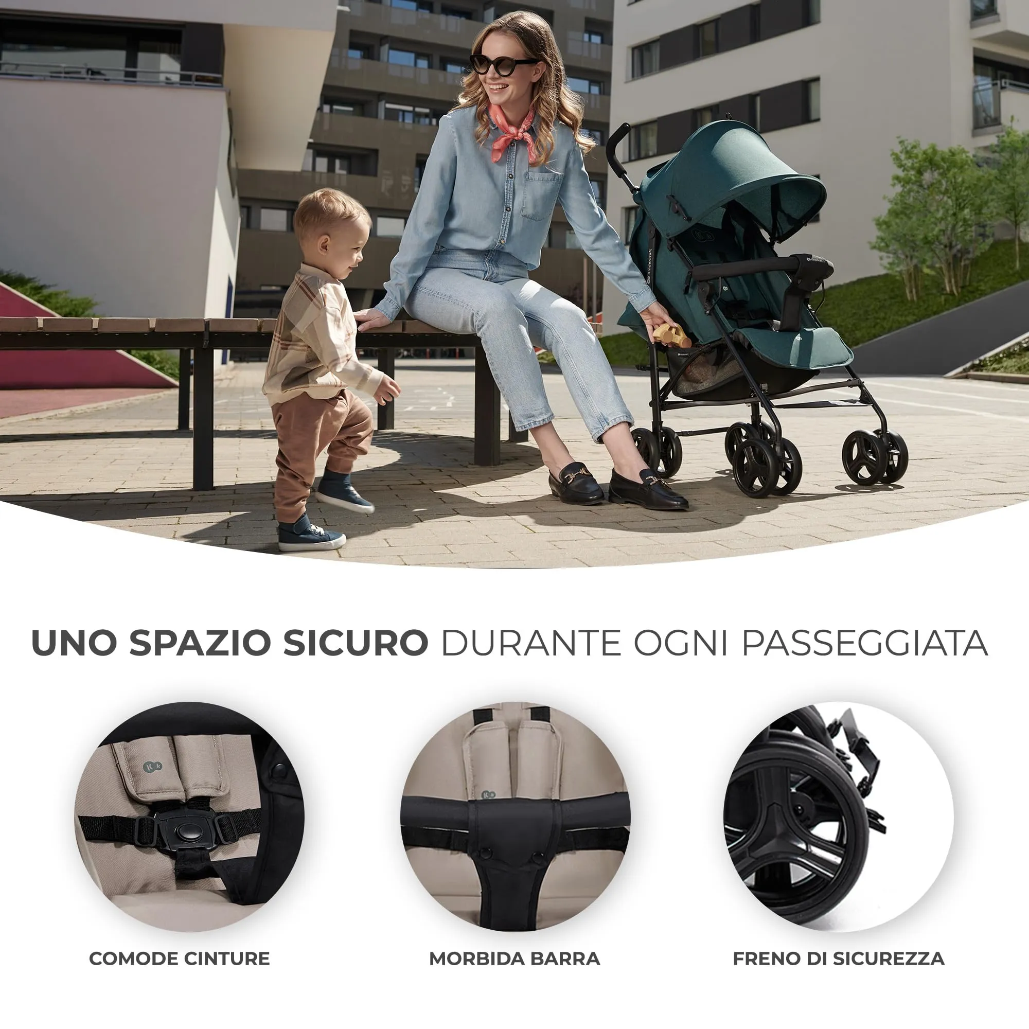 Kinderkraft TIK Passeggino Leggero da Viaggio, Beige - immagine 6