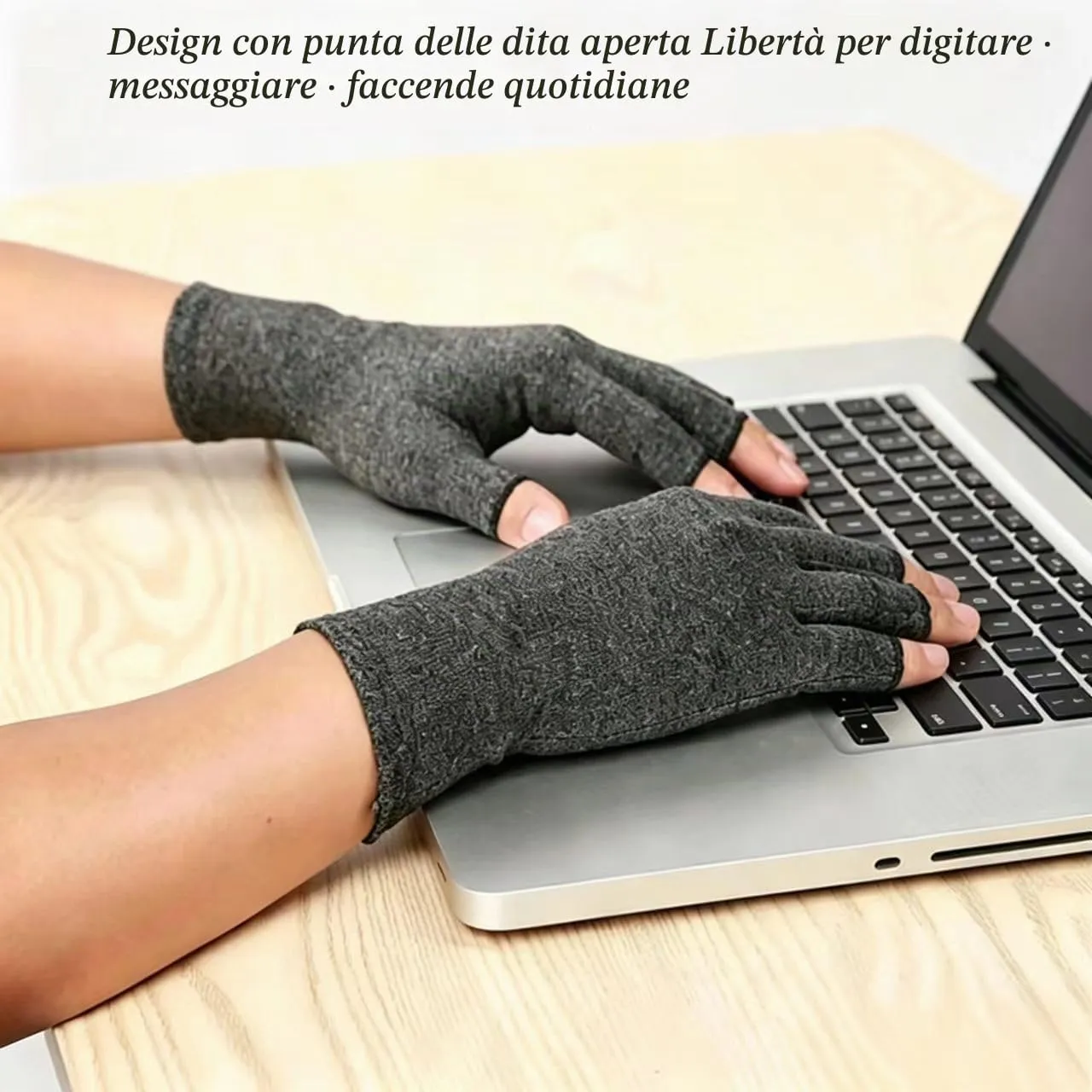 Worzwin Guanti a compressione in bambù per artrite, grigio, 2 paia, M - immagine 5