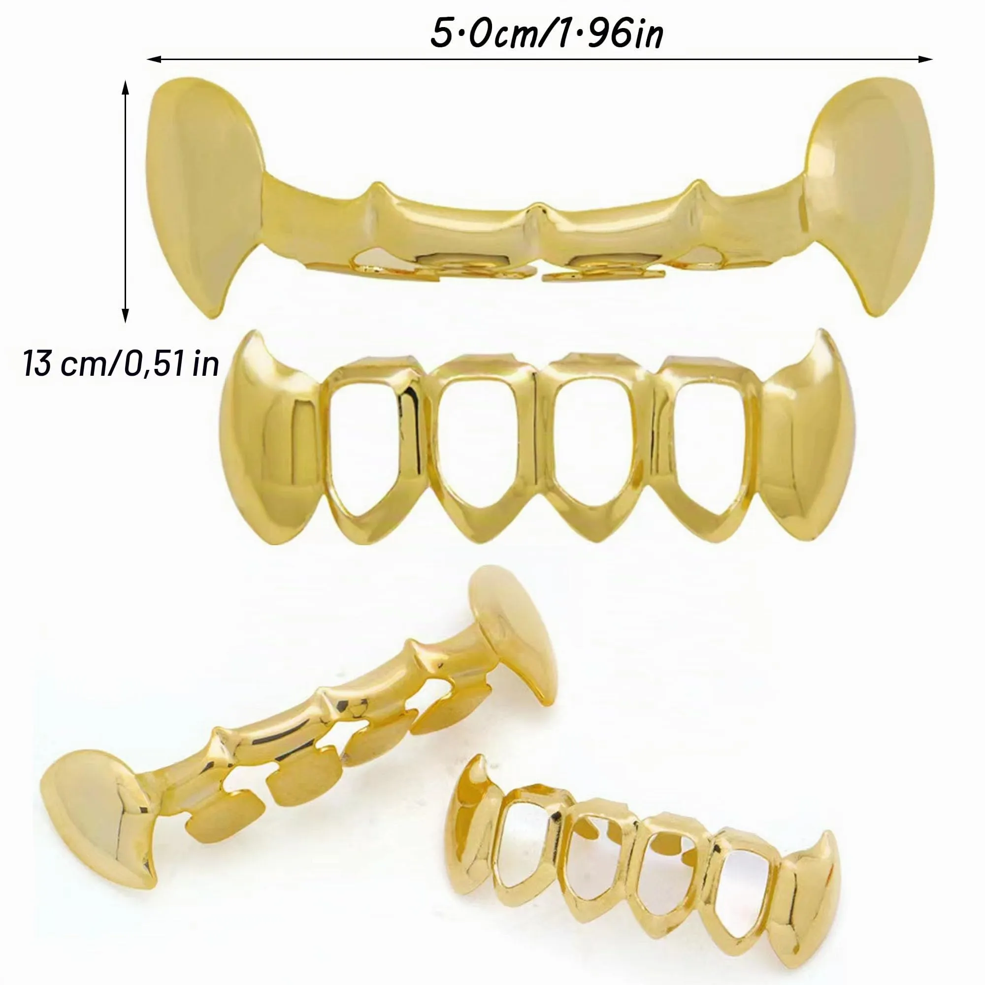 LONGHAO Set di Denti Hip-Hop Grillz con Stampi in Silicone, Oro 3 - immagine 2