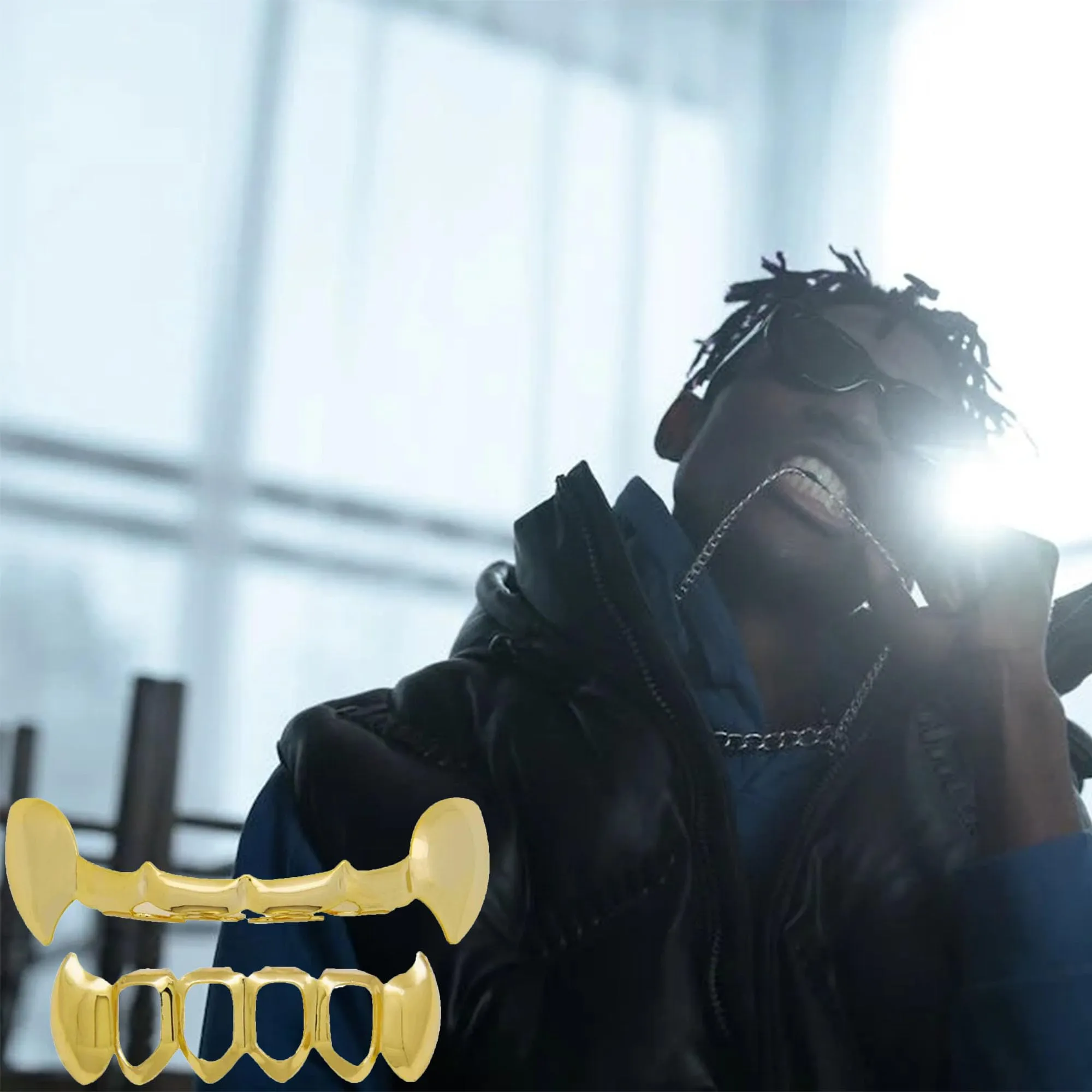 LONGHAO Set di Denti Hip-Hop Grillz con Stampi in Silicone, Oro 3 - immagine 4