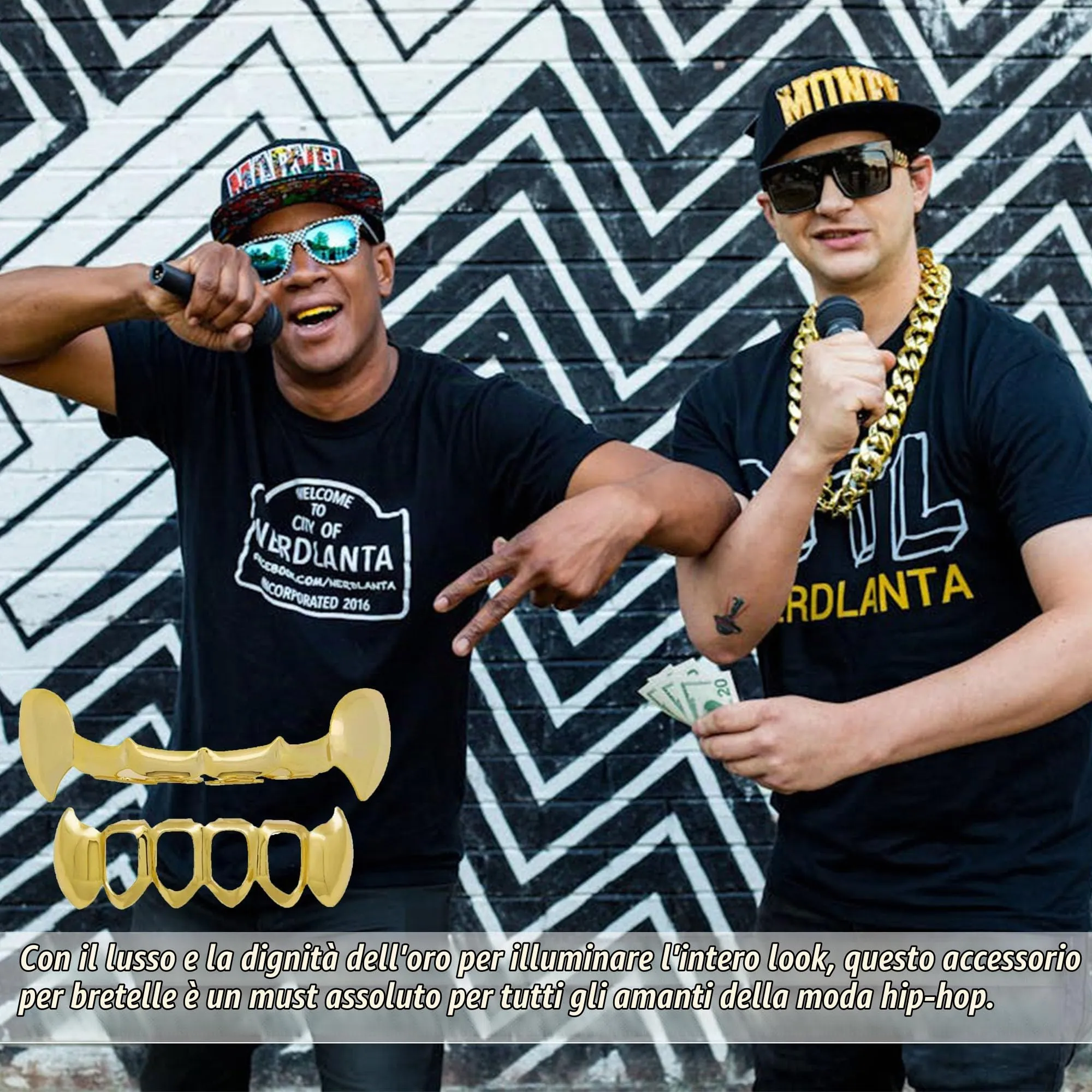 LONGHAO Set di Denti Hip-Hop Grillz con Stampi in Silicone, Oro 3 - immagine 5