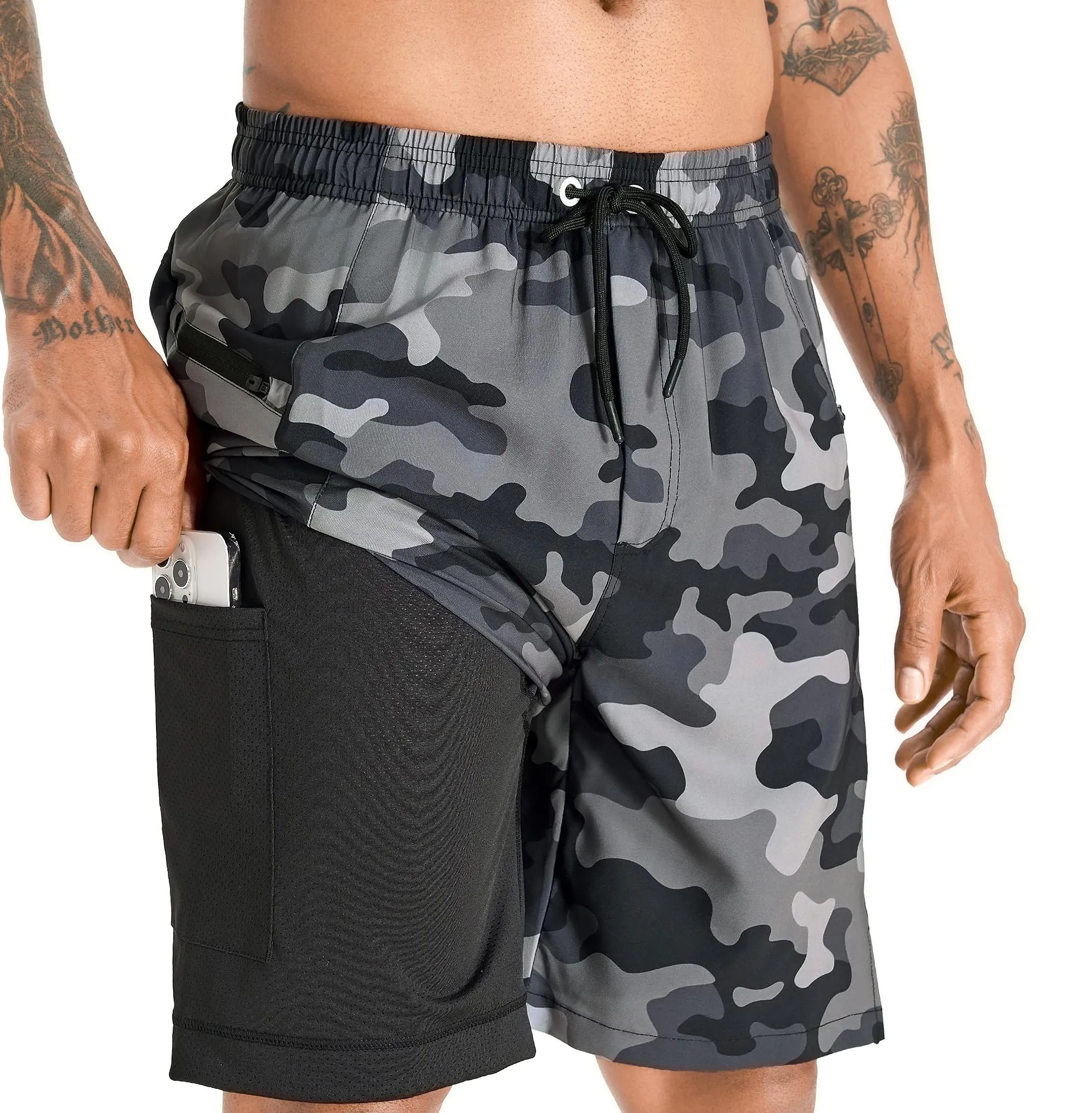 APTRO Pantaloncini da Bagno da Uomo 2 in 1 con Fodera a Compressione, XXL - immagine 1