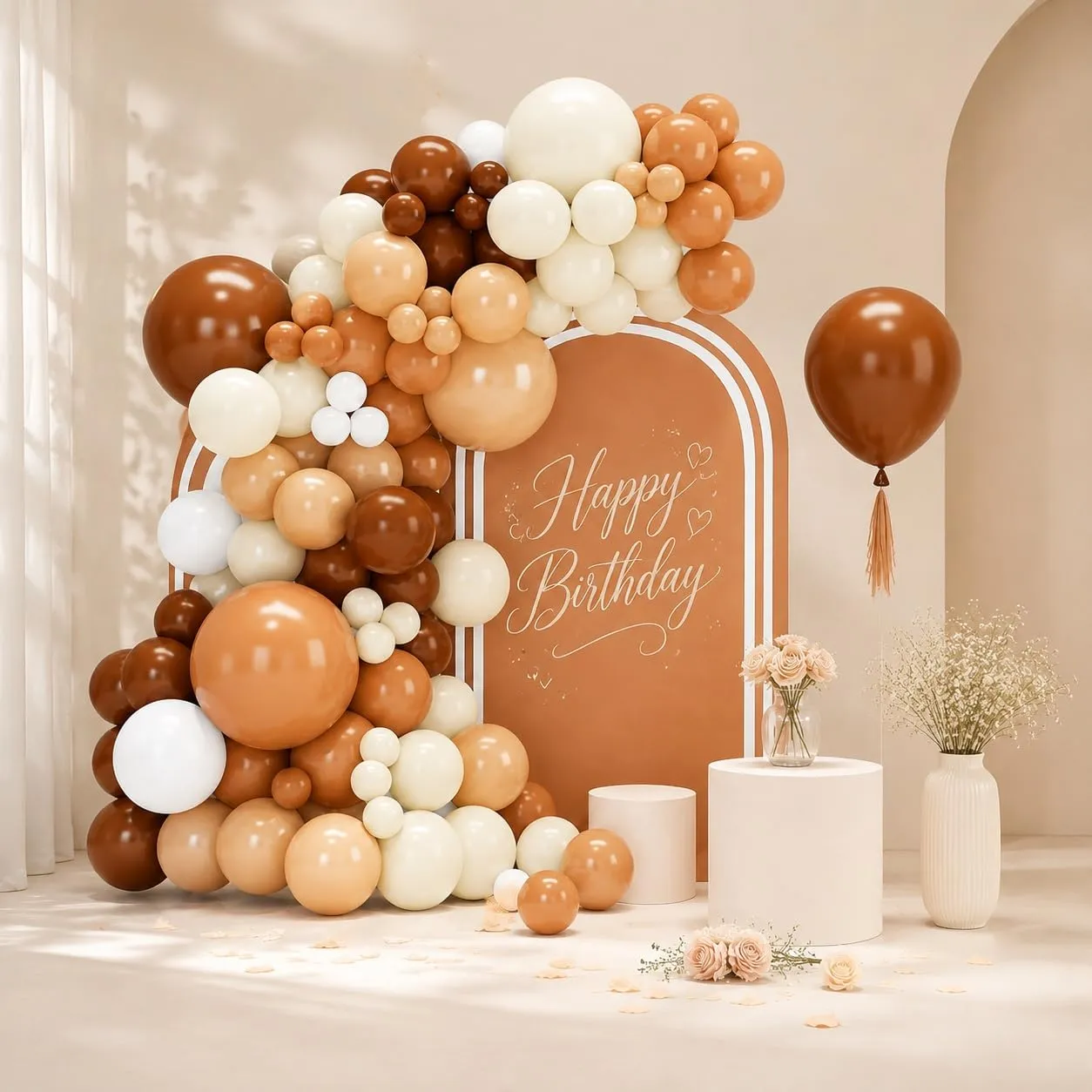 fairymaiden Arco di Palloncini Beige Marrone, 100 Pezzi per Baby Shower, Compleanno, Matrimonio, Battesimo e Cresima - immagine 1