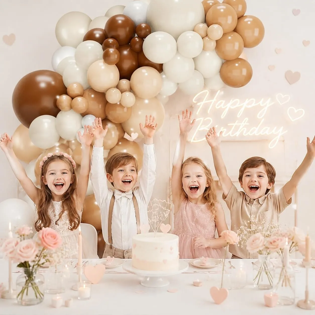 fairymaiden Arco di Palloncini Beige Marrone, 100 Pezzi per Baby Shower, Compleanno, Matrimonio, Battesimo e Cresima - immagine 3
