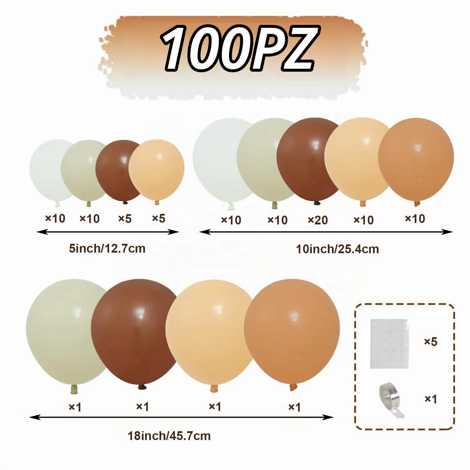 fairymaiden Arco di Palloncini Beige Marrone, 100 Pezzi per Baby Shower, Compleanno, Matrimonio, Battesimo e Cresima - immagine 4