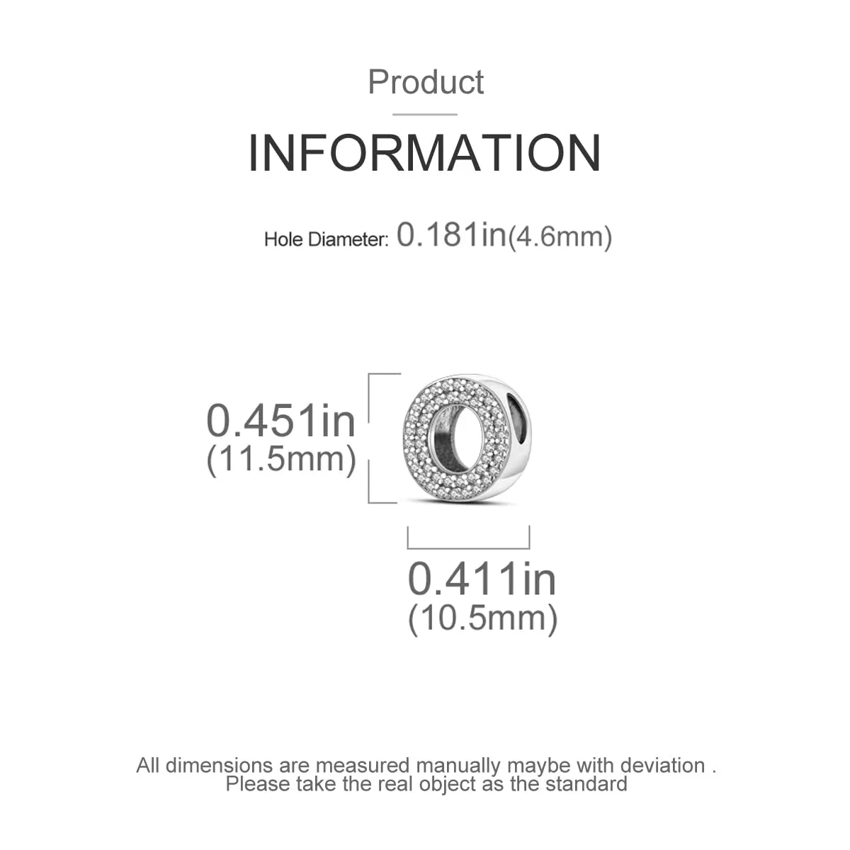 TINSLO Bead Charm Lettere in Argento Sterling 925 con Cubic Zirconia per Braccialetti e Collane Europei - immagine 6