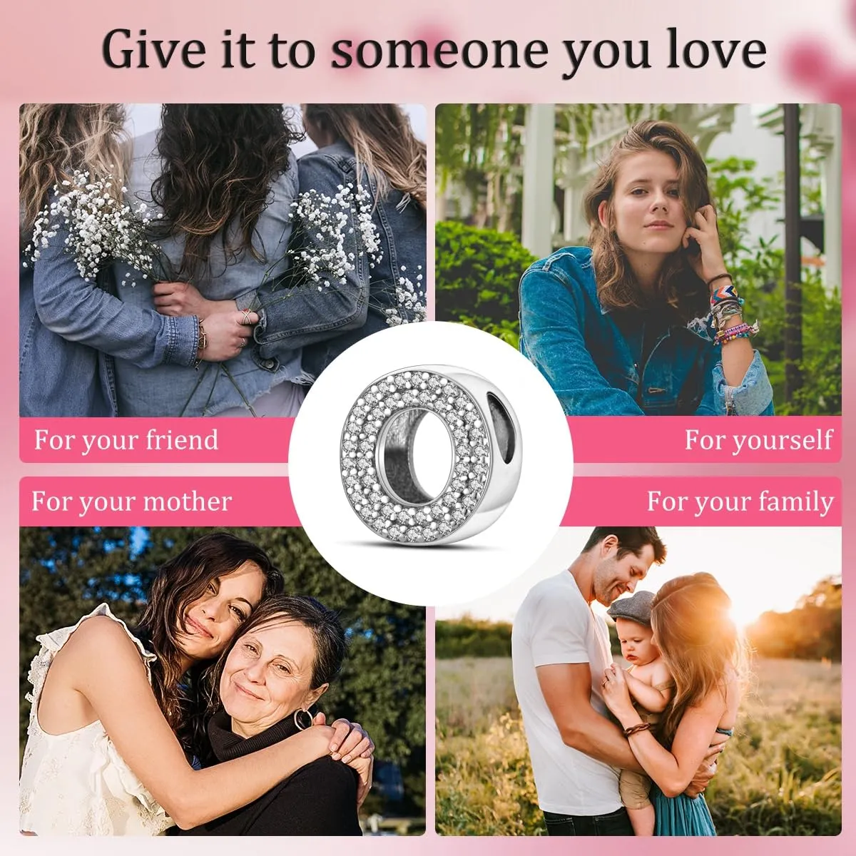 TINSLO Bead Charm Lettere in Argento Sterling 925 con Cubic Zirconia per Braccialetti e Collane Europei - immagine 7