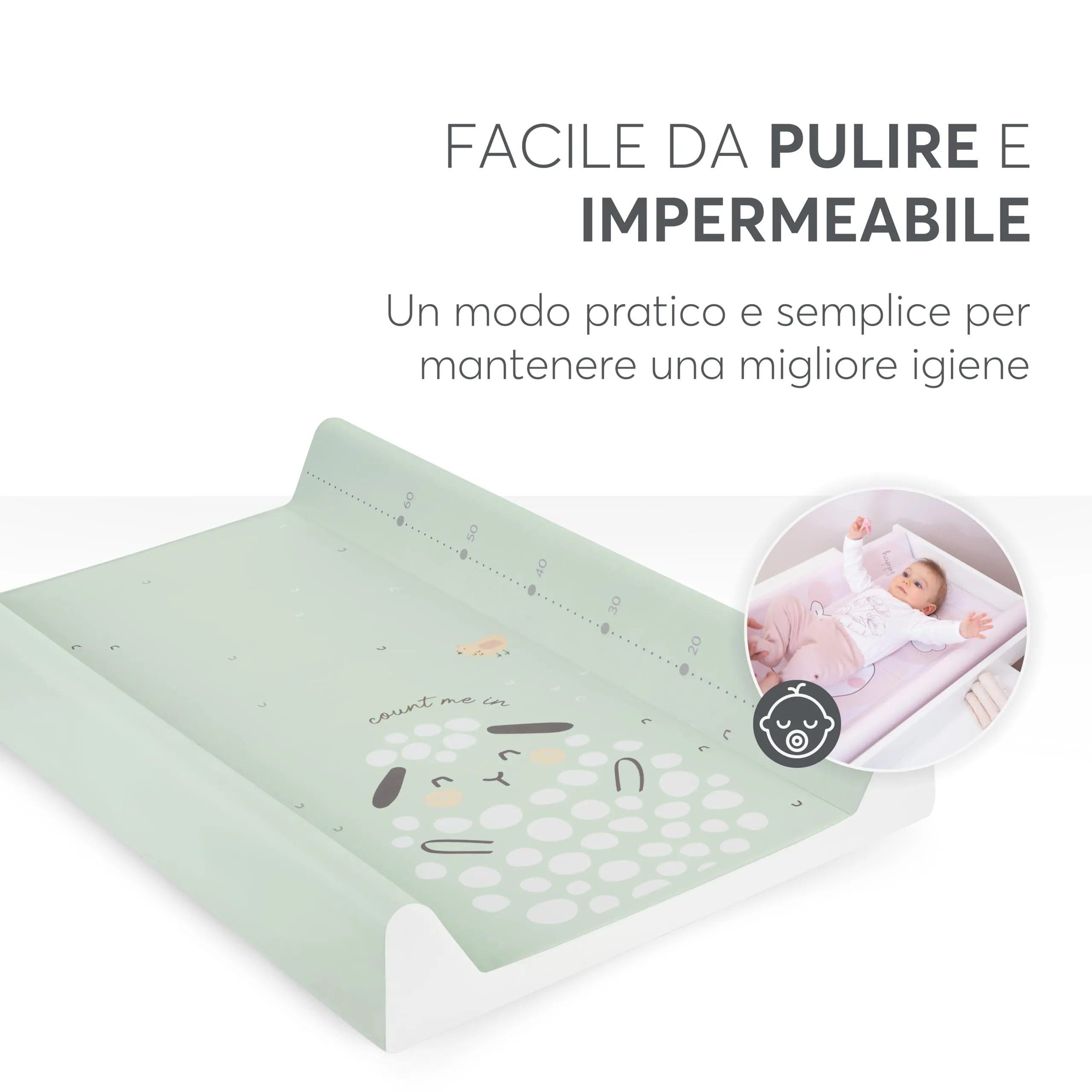 KikkaBoo Sleepy Sheep Fasciatoio Portatile Neonato 80x50 cm, Verde - immagine 3