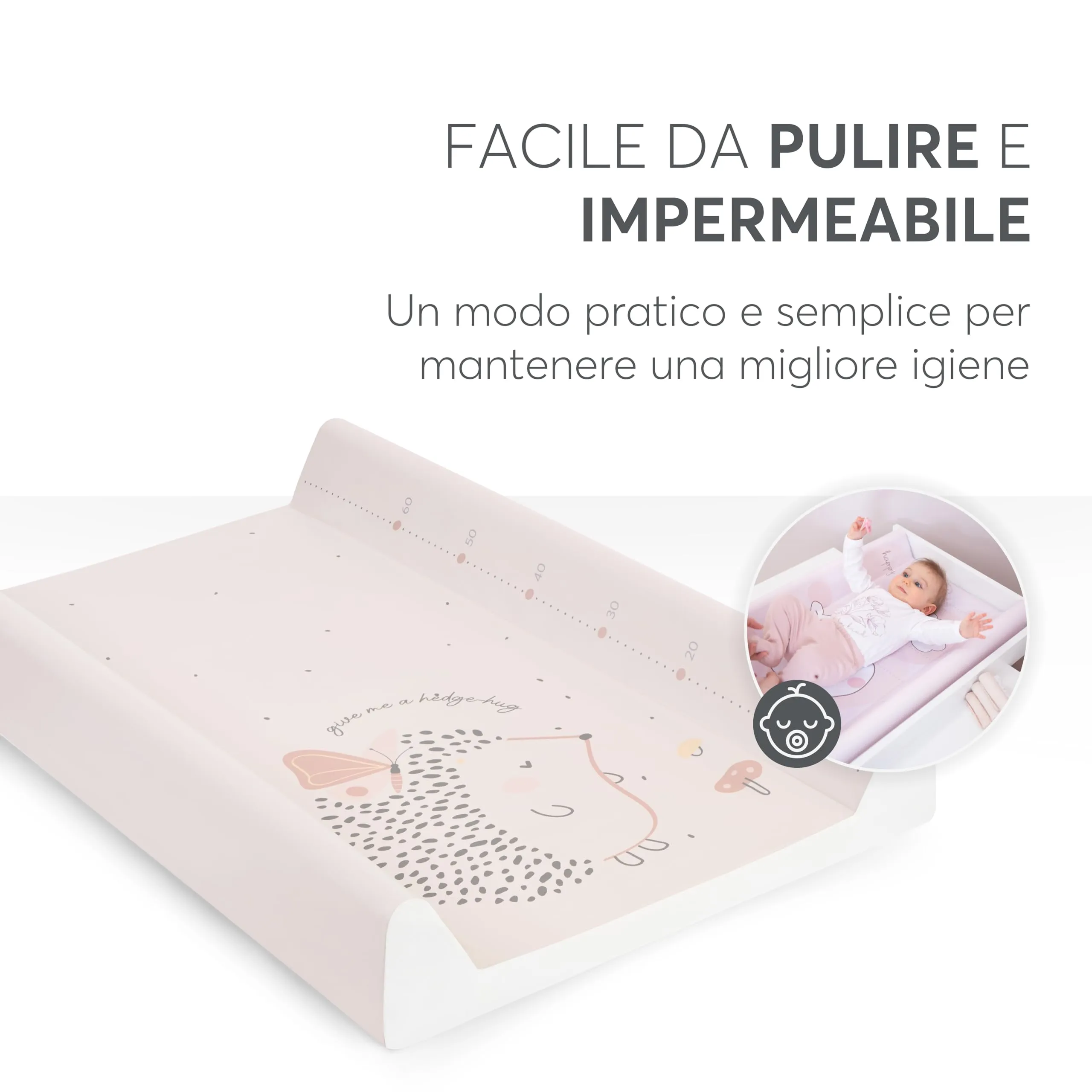 Kikka Boo Fasciatoio Portatile Neonato Hedge-Hugs 80x50 cm, Rosa - immagine 3